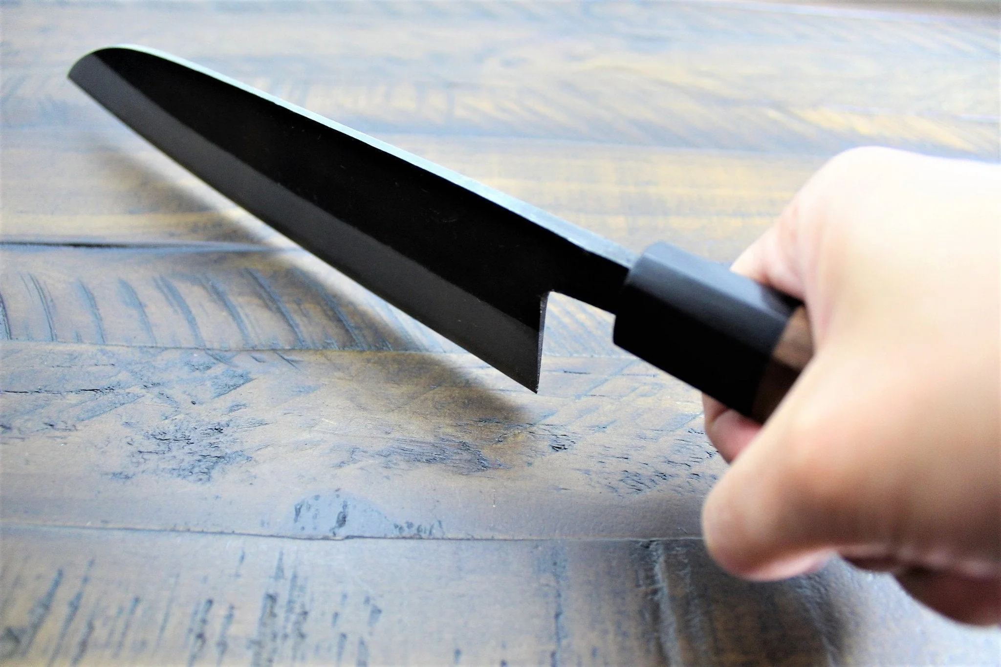 Sakai Takayuki Kurouchi Aoniko Blue Steel #2 Gyuto 210mm (8.3") - Walnut Handle - Image 8