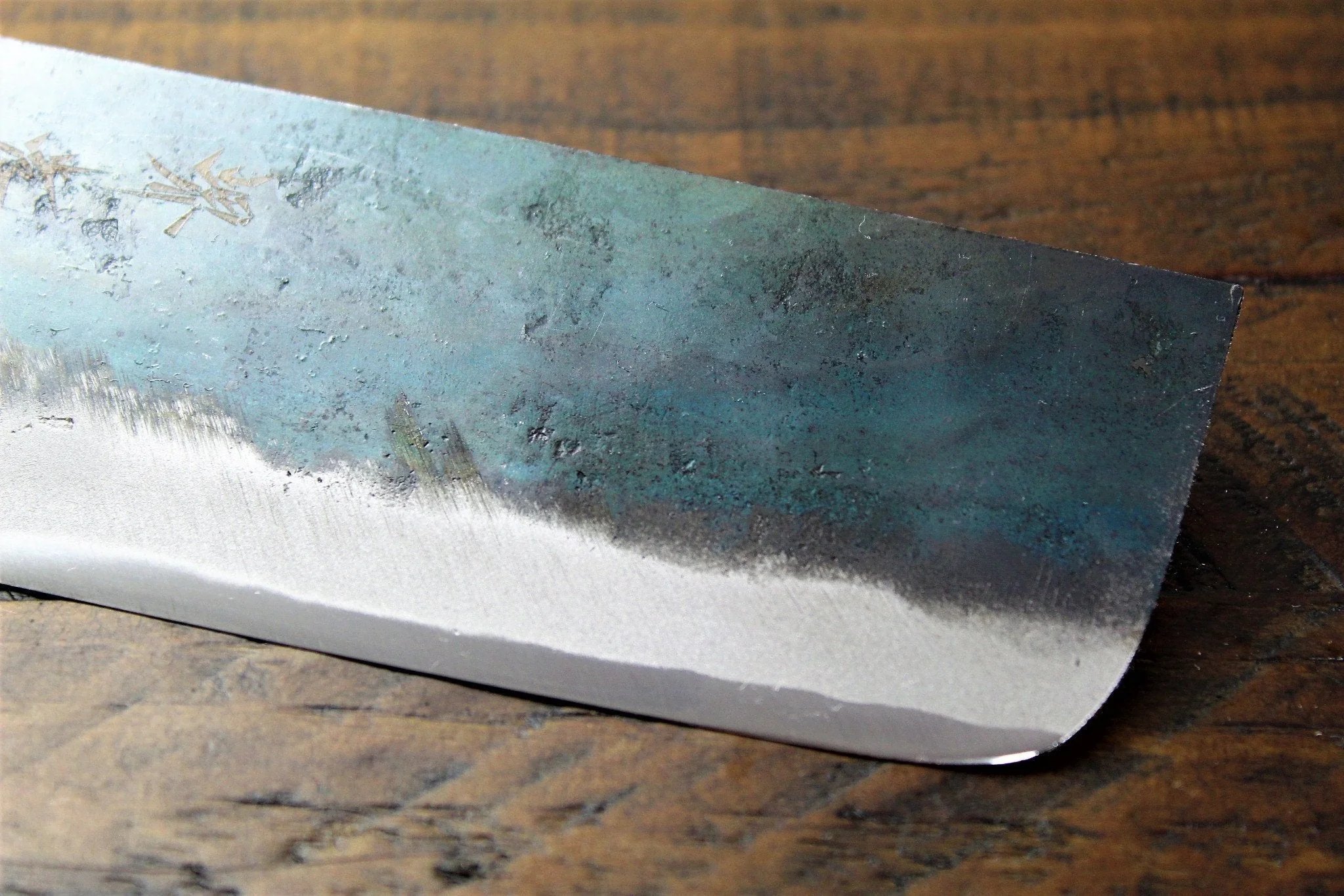 Sakai Takayuki Nakiri Knife 170mm (6.7") Kurouchi Aoniko  / Blue Steel #2 - Image 5