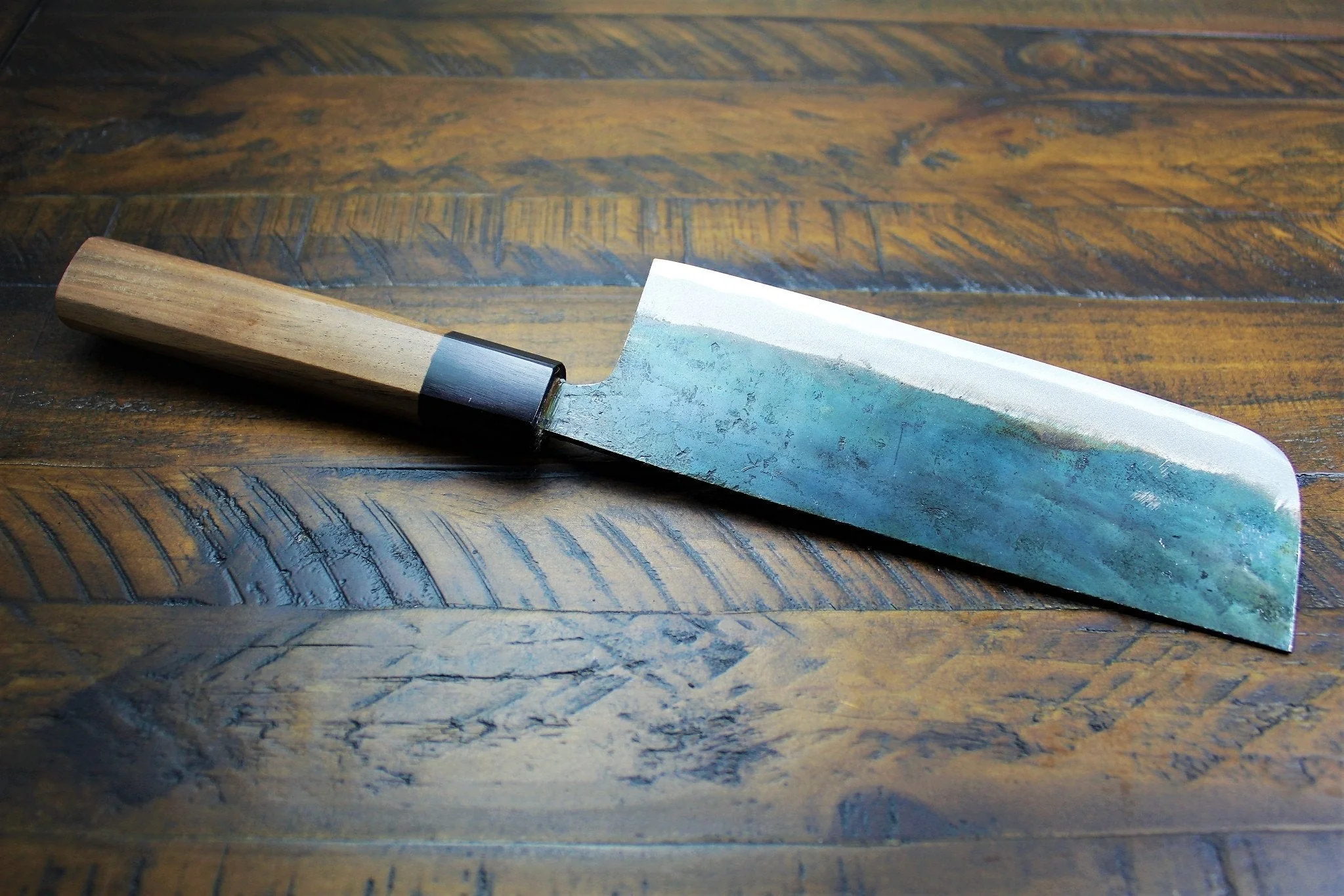 Sakai Takayuki Nakiri Knife 170mm (6.7") Kurouchi Aoniko  / Blue Steel #2 - Image 6