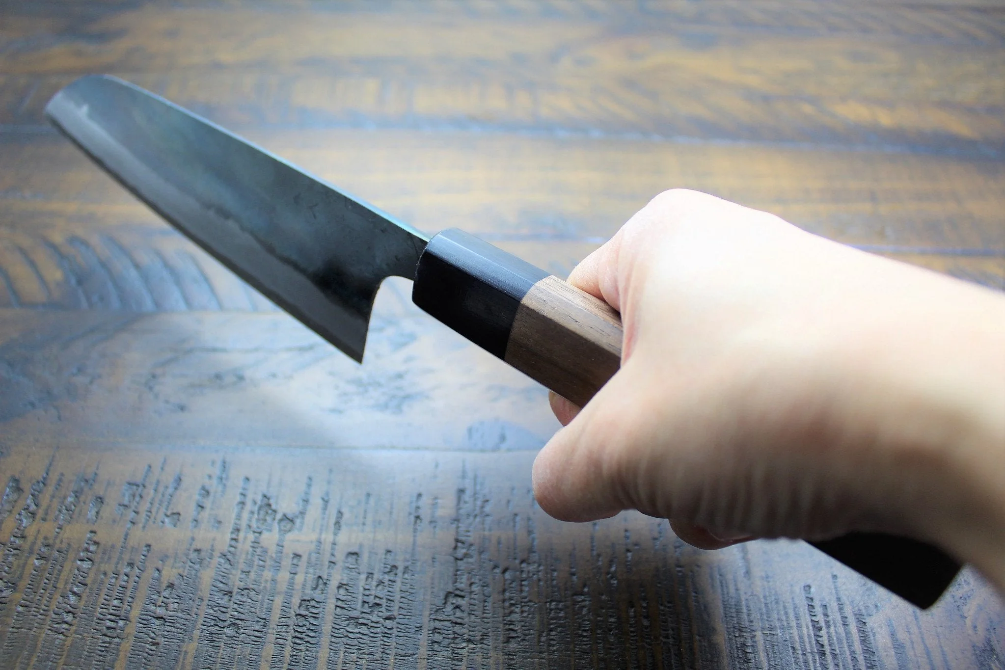 Sakai Takayuki Santoku 170mm (6.7") Kurouchi Aoniko / Blue Steel #2 - Image 12