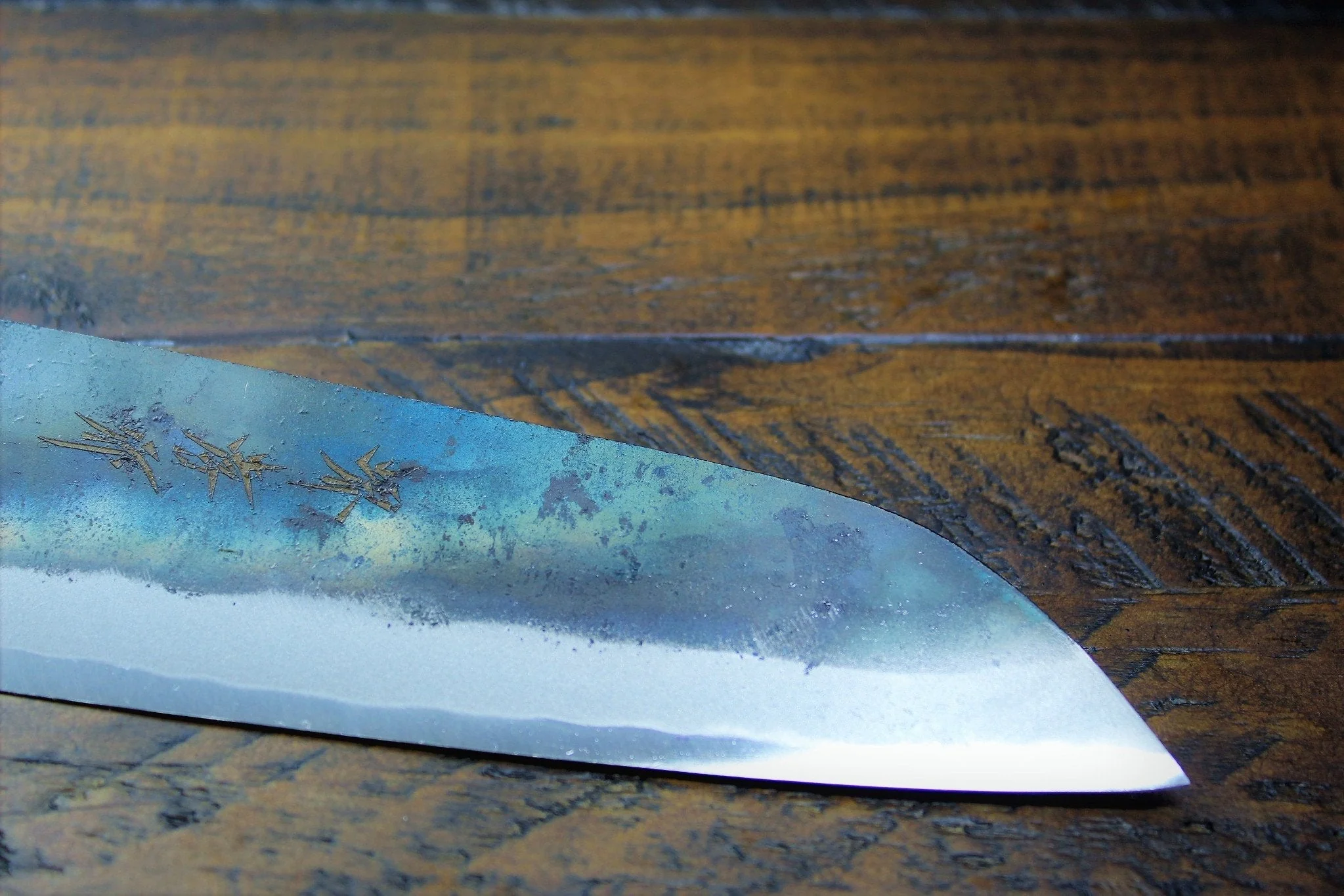Sakai Takayuki Santoku 170mm (6.7") Kurouchi Aoniko / Blue Steel #2 - Image 5