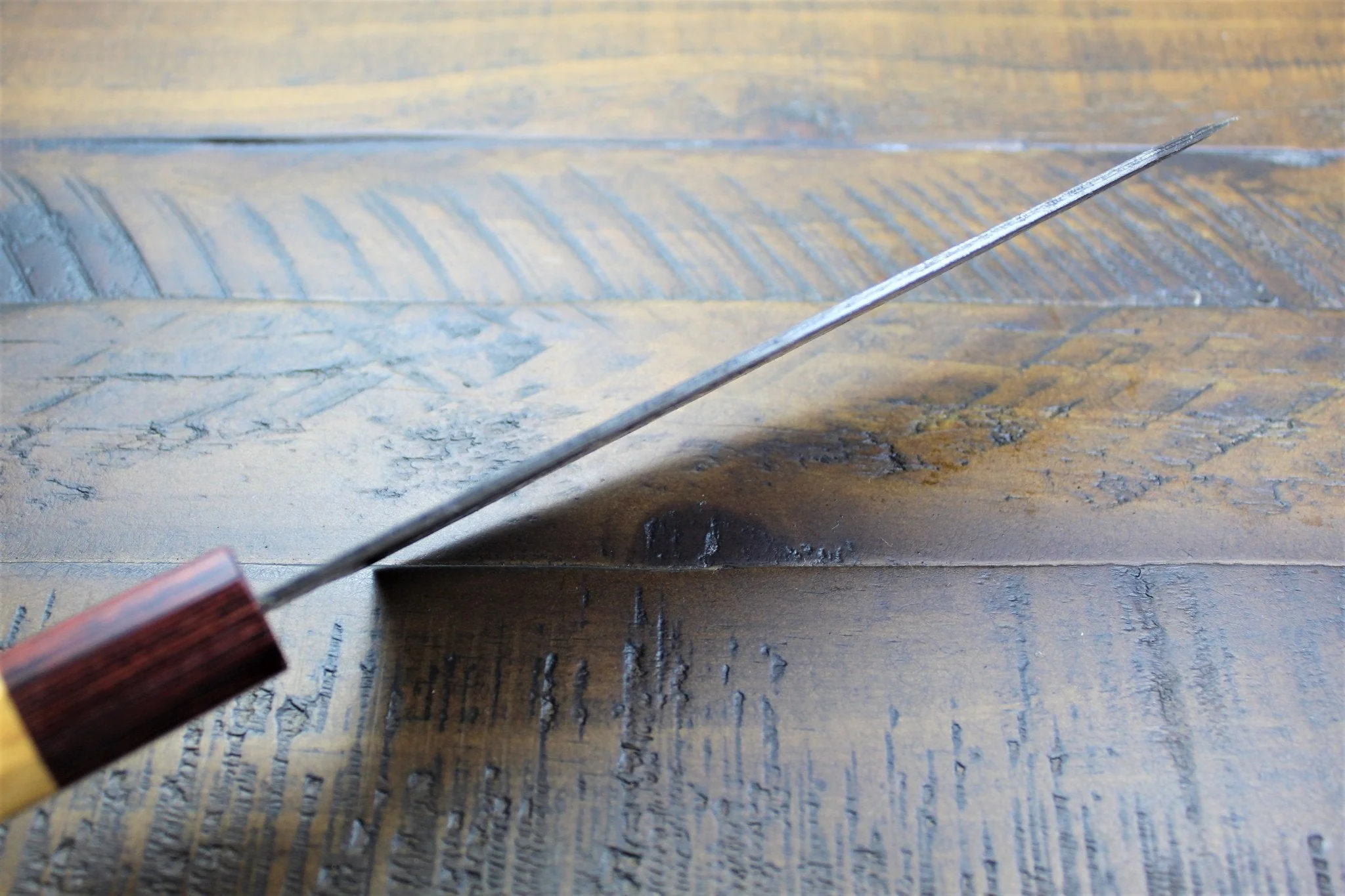 Sakai Takayuki Kengata Santoku 160mm (6.3") Aogami Super / Blue Super Kurouchi Hammered Finish - Image 8