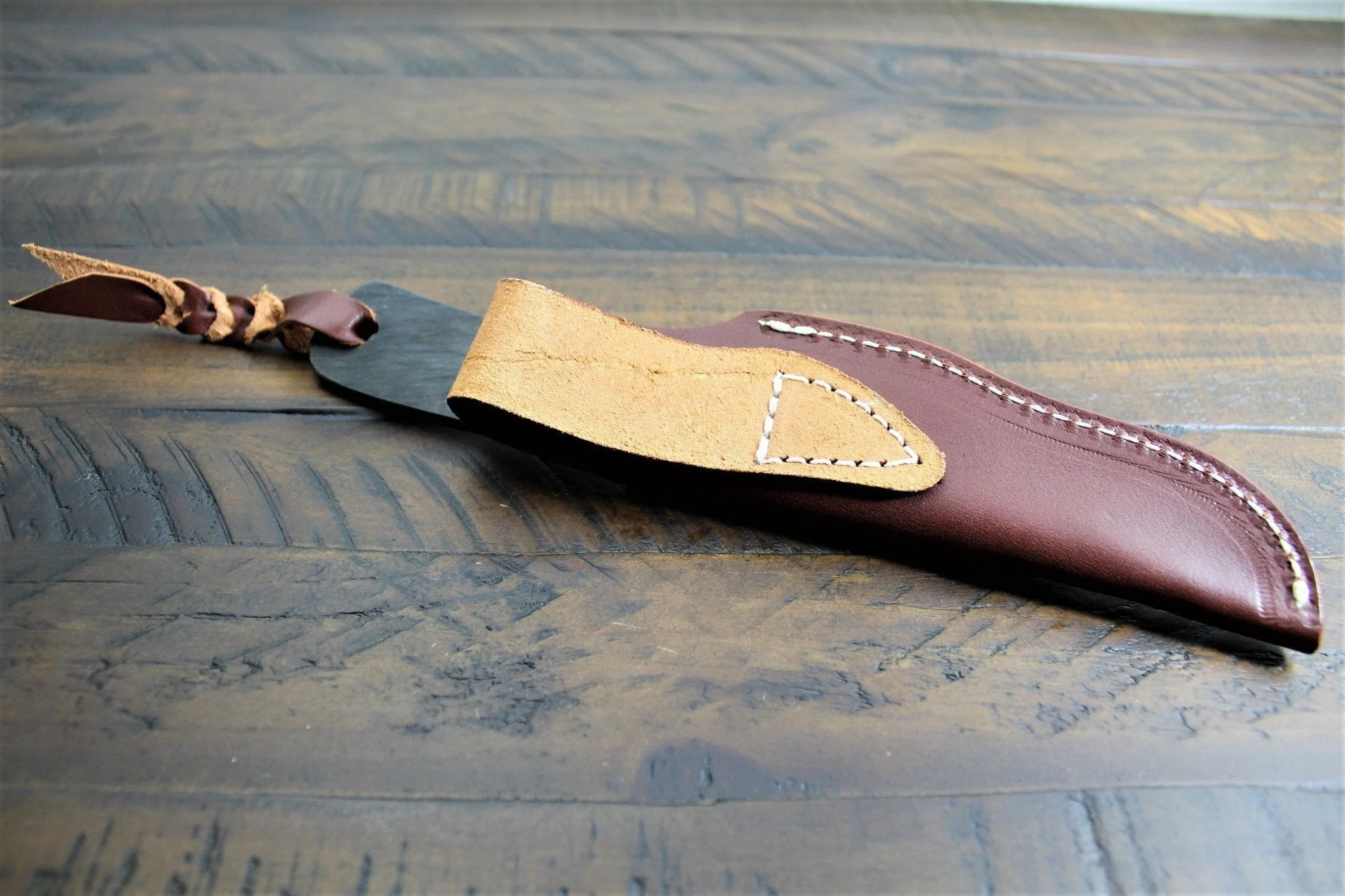 Sakai Takayuki Outdoor Knife 120 mm (4.7") Aoniko Blue Steel #2 with Saya & Leather Strap - Kawasemi - Image 10