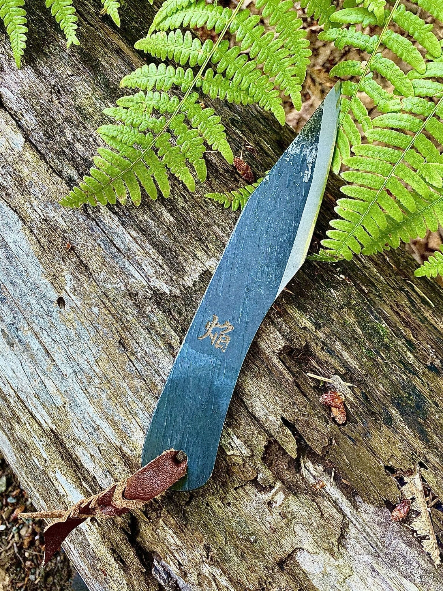 Sakai Takayuki Outdoor Knife 120 mm (4.7") Aoniko Blue Steel #2 with Saya & Leather Strap - Kawasemi - Image 12