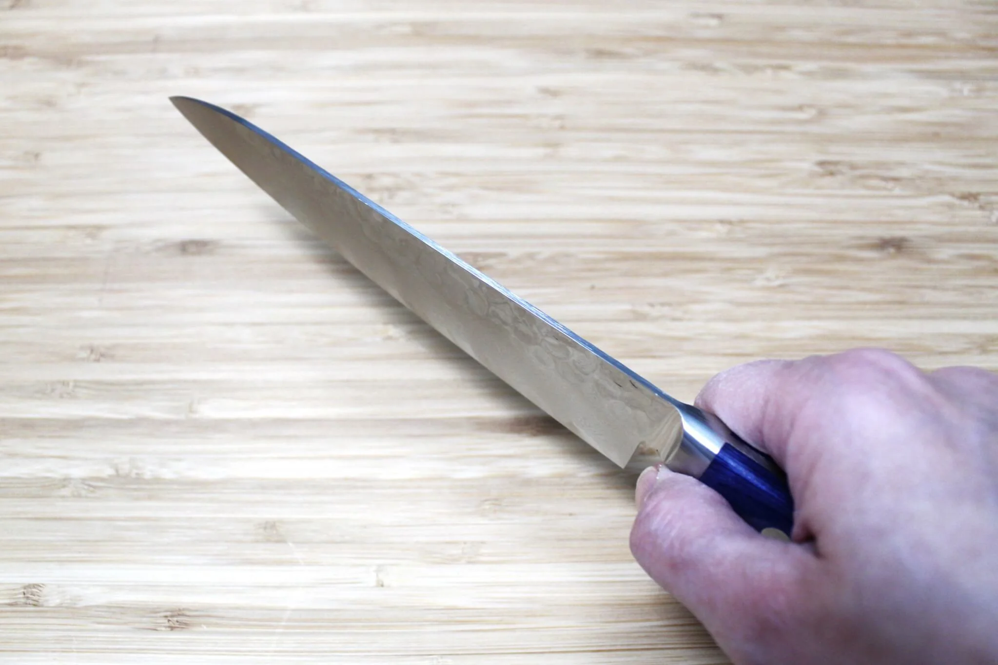 Sakai Takayuki Petty Knife 150 mm / 5.9" Damascus 33 Layer with Blue Handle - Image 9