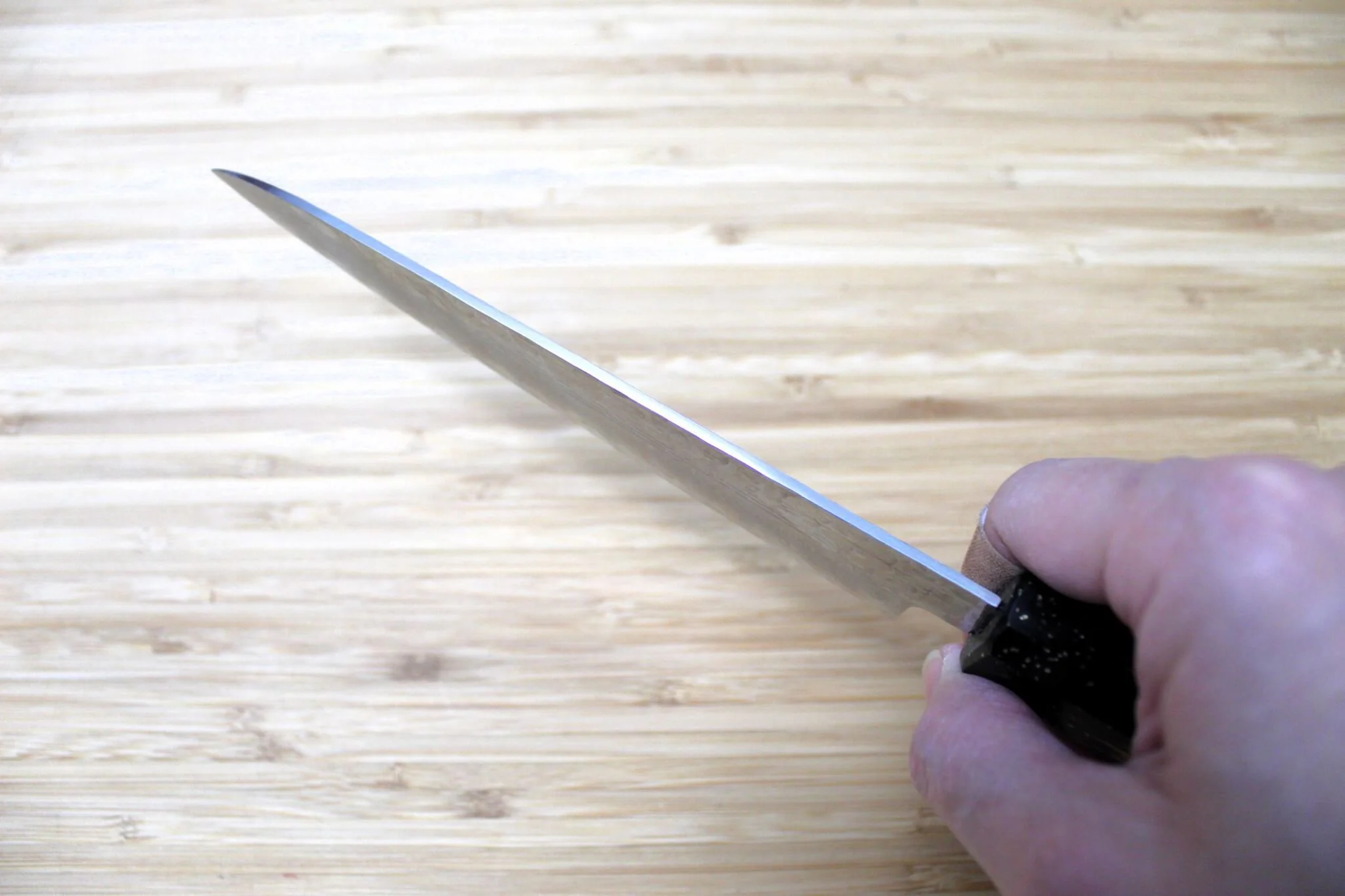 Sakai Takayuki Petty Knife 150mm (5.9") Damascus 33 Layer with Black Lacquered Oak Handle - Image 8