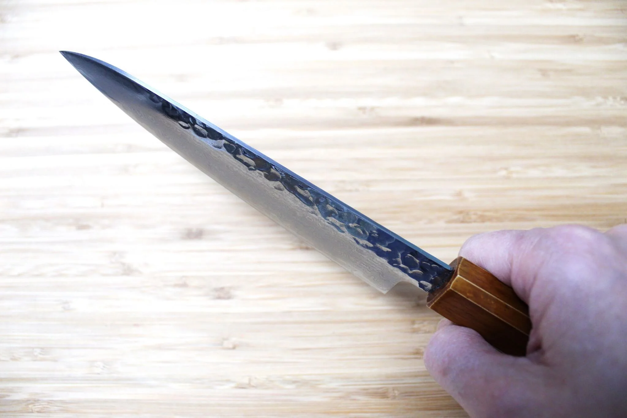 Sakai Takayuki Petty Knife 150mm (5.9") Damascus 33 Layer with Brown Lacquered Oak Handle - Image 9
