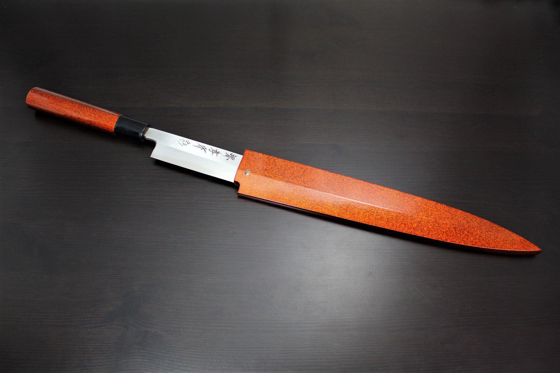 Sakai Takayuki Shobu Knife 240mm (9.4") with Saya - Shikisai Hikari - Molybdenum Stainless Steel - Image 10