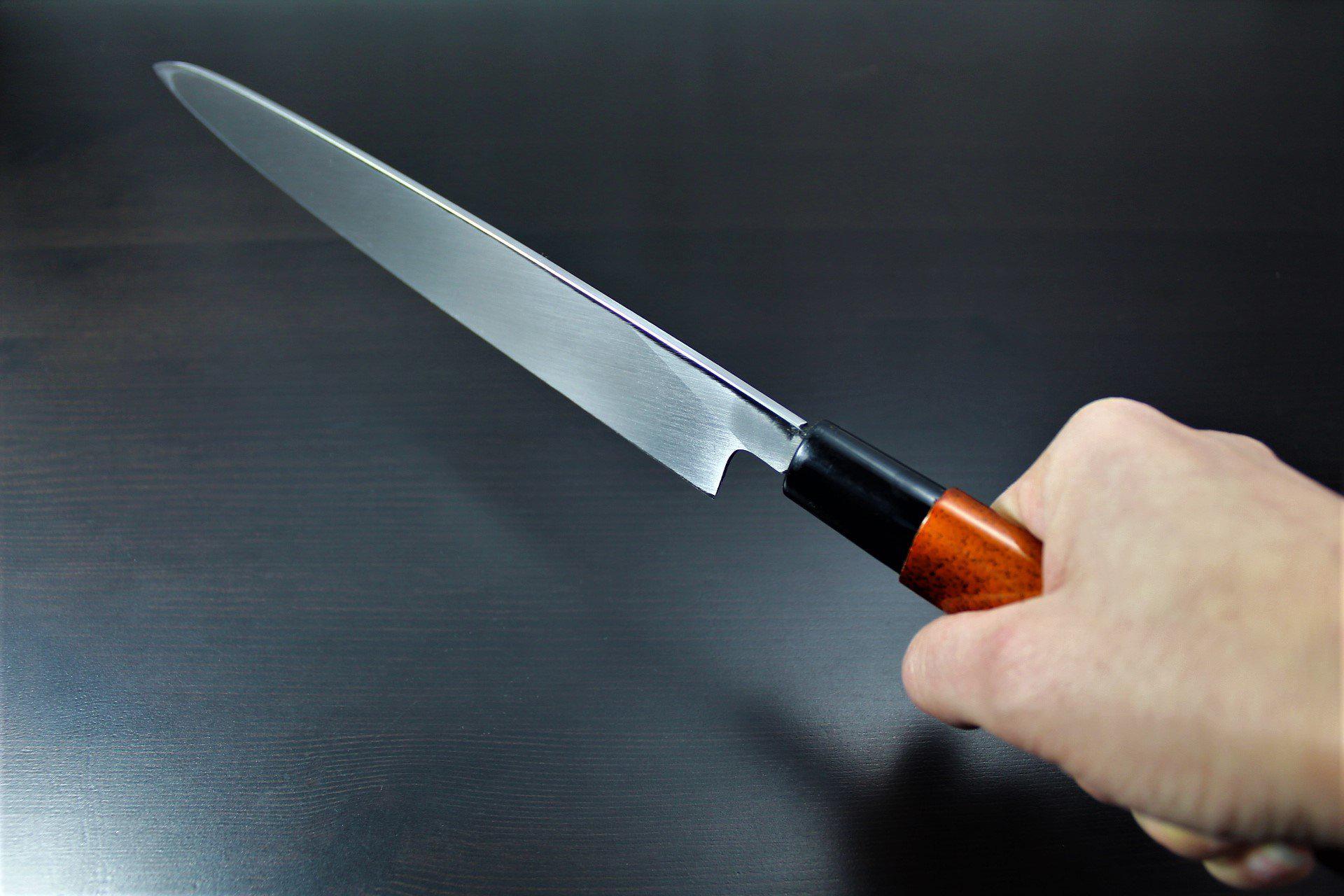 Sakai Takayuki Shobu Knife 240mm (9.4") with Saya - Shikisai Hikari - Molybdenum Stainless Steel - Image 12