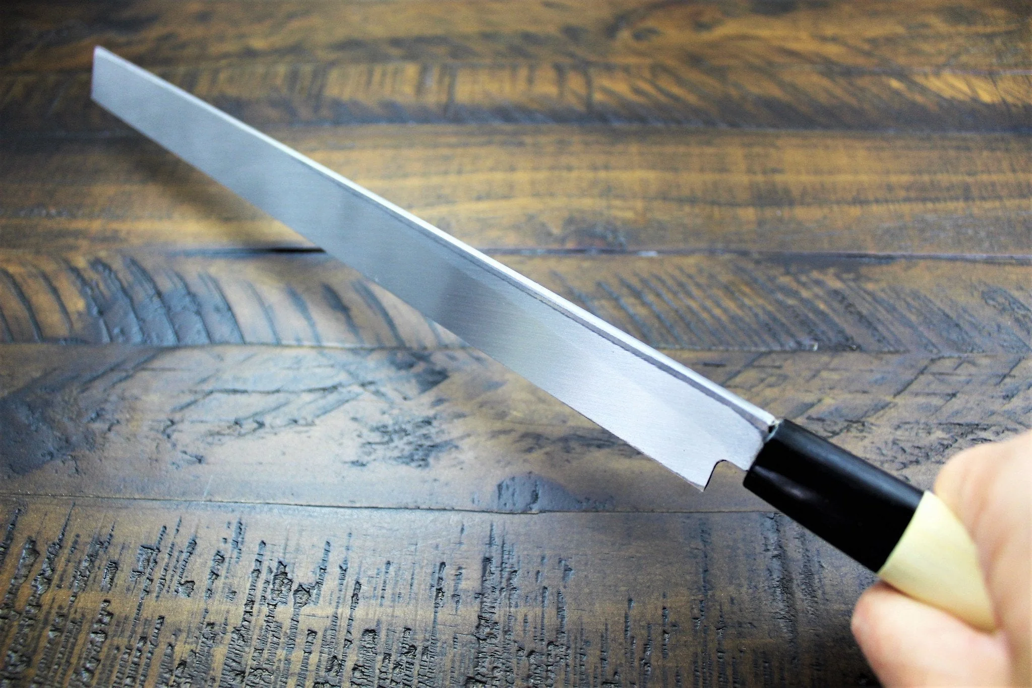 Sakai Takayuki Takohiki Slicer Knife with Buffalo Horn Handle White Steel #2 Kasumi Togi - Image 10