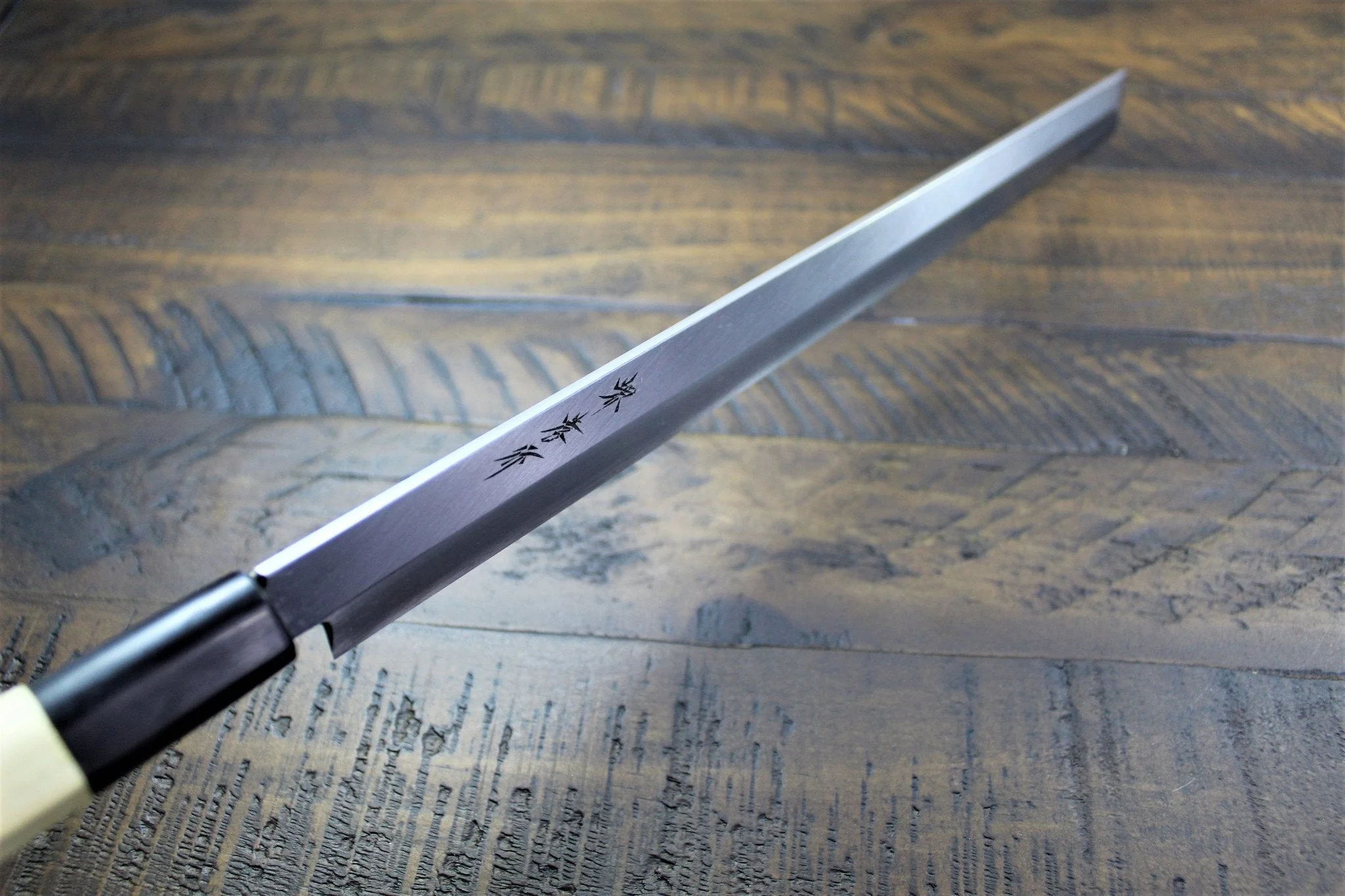 Sakai Takayuki Takohiki Slicer Knife with Buffalo Horn Handle White Steel #2 Kasumi Togi - Image 8