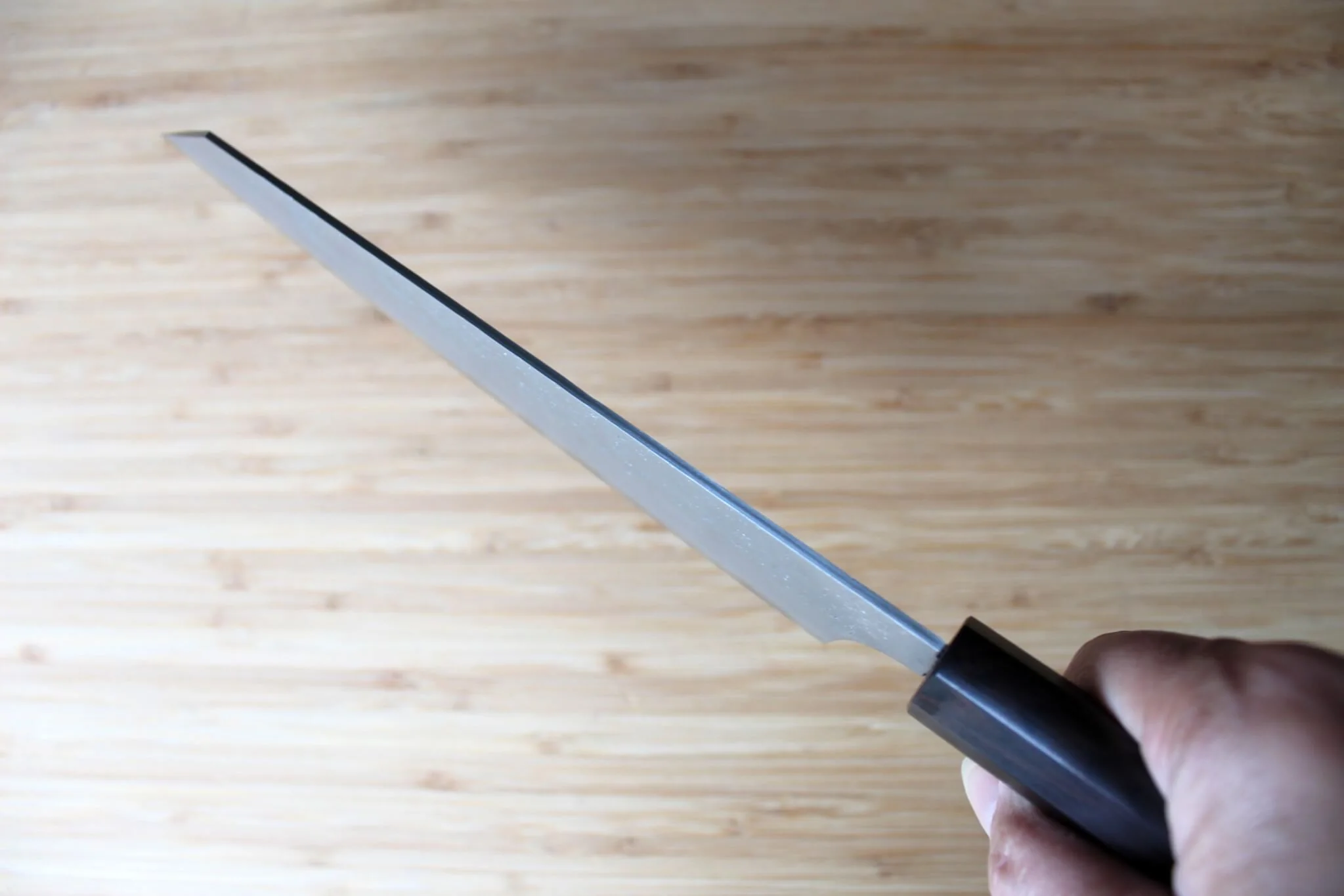 Sakai Takayuki VG10 Nashiji 190mm Kengata Gyuto - Premium Ebony Handle - Image 11