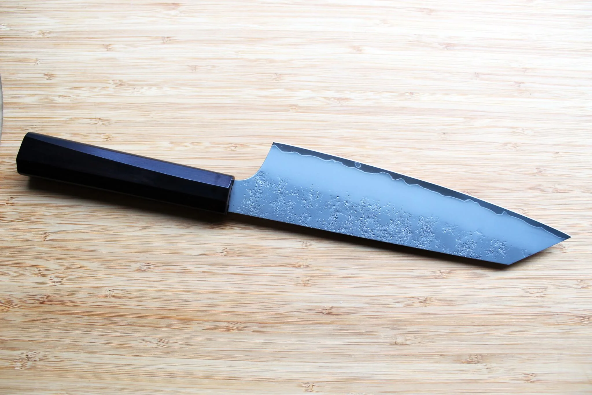 Sakai Takayuki VG10 Nashiji 190mm Kengata Gyuto - Premium Ebony Handle - Image 5