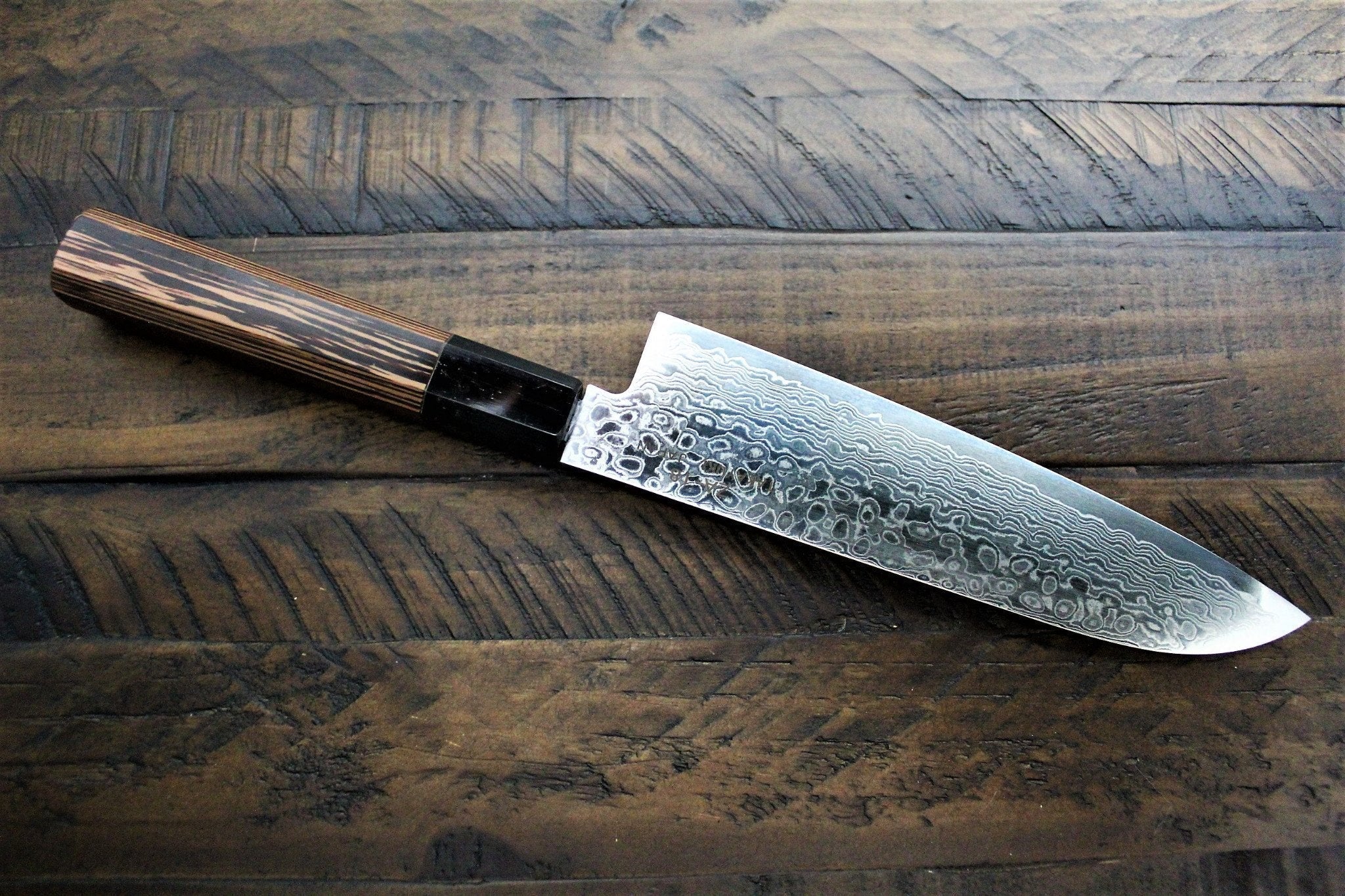 Sakai Takayuki Santoku Knife 180mm (7.1") Damascus 69 Layer - Ginga - Image 5