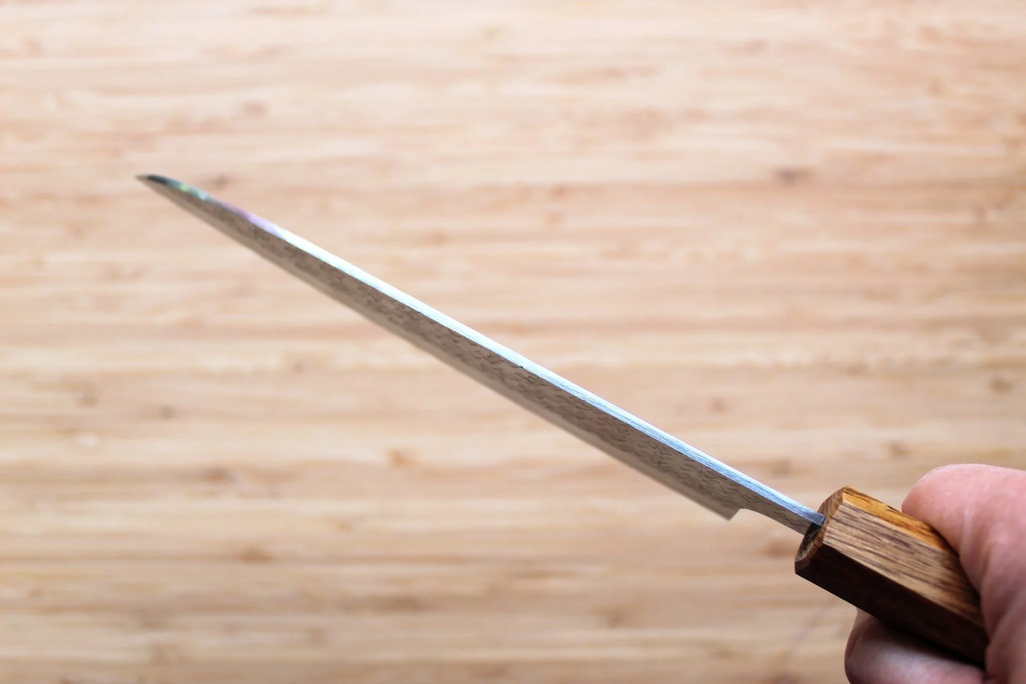 Sawakazuma Fubuki SRS13 Santoku Knife 170 mm / 6.7" Oak Handle - Image 10