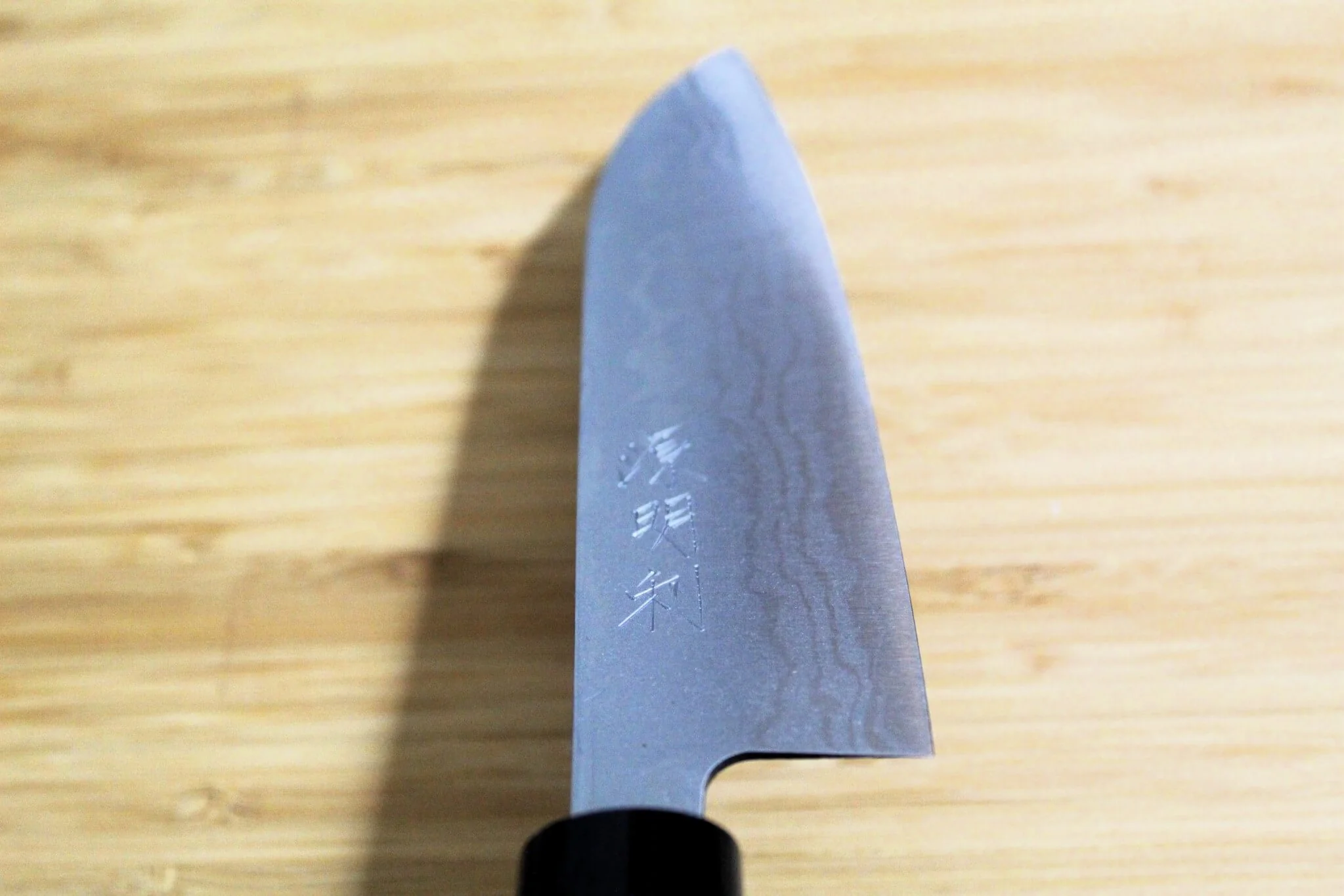 Sawakazuma Ginryu Aoniko Small Santoku 135 mm / 5.3" Rosewood Handle - Image 10