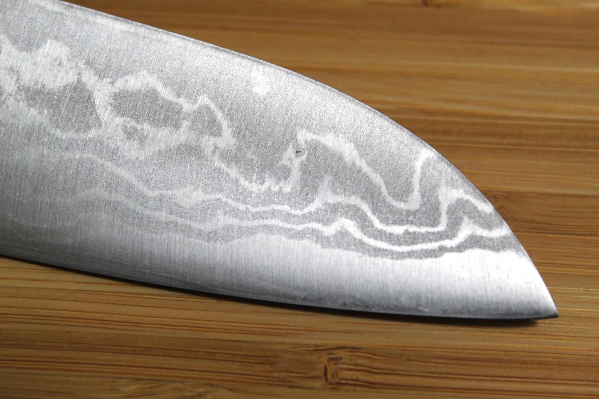 Sawakazuma Ginryu Aoniko Small Santoku 135 mm / 5.3" Rosewood Handle - Image 4