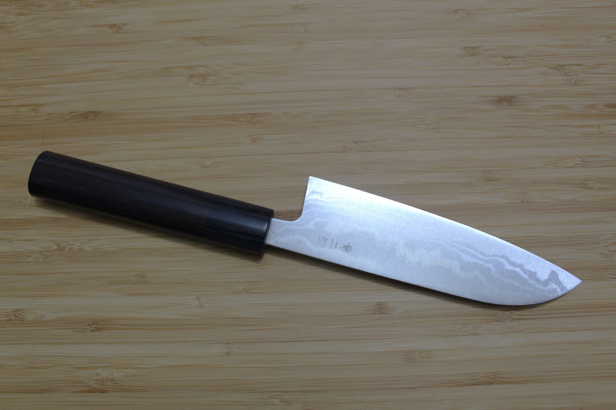 Sawakazuma Ginryu Aoniko Small Santoku 135 mm / 5.3" Rosewood Handle - Image 5