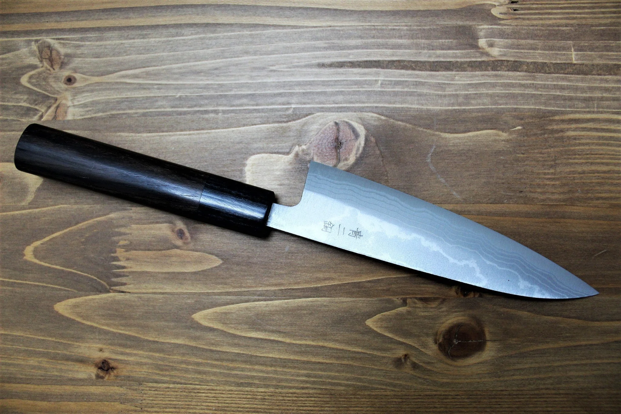 Sawakazuma Ginryu Damascus Aoniko Petty 135 mm / 5.3" Ebony handle - Image 4