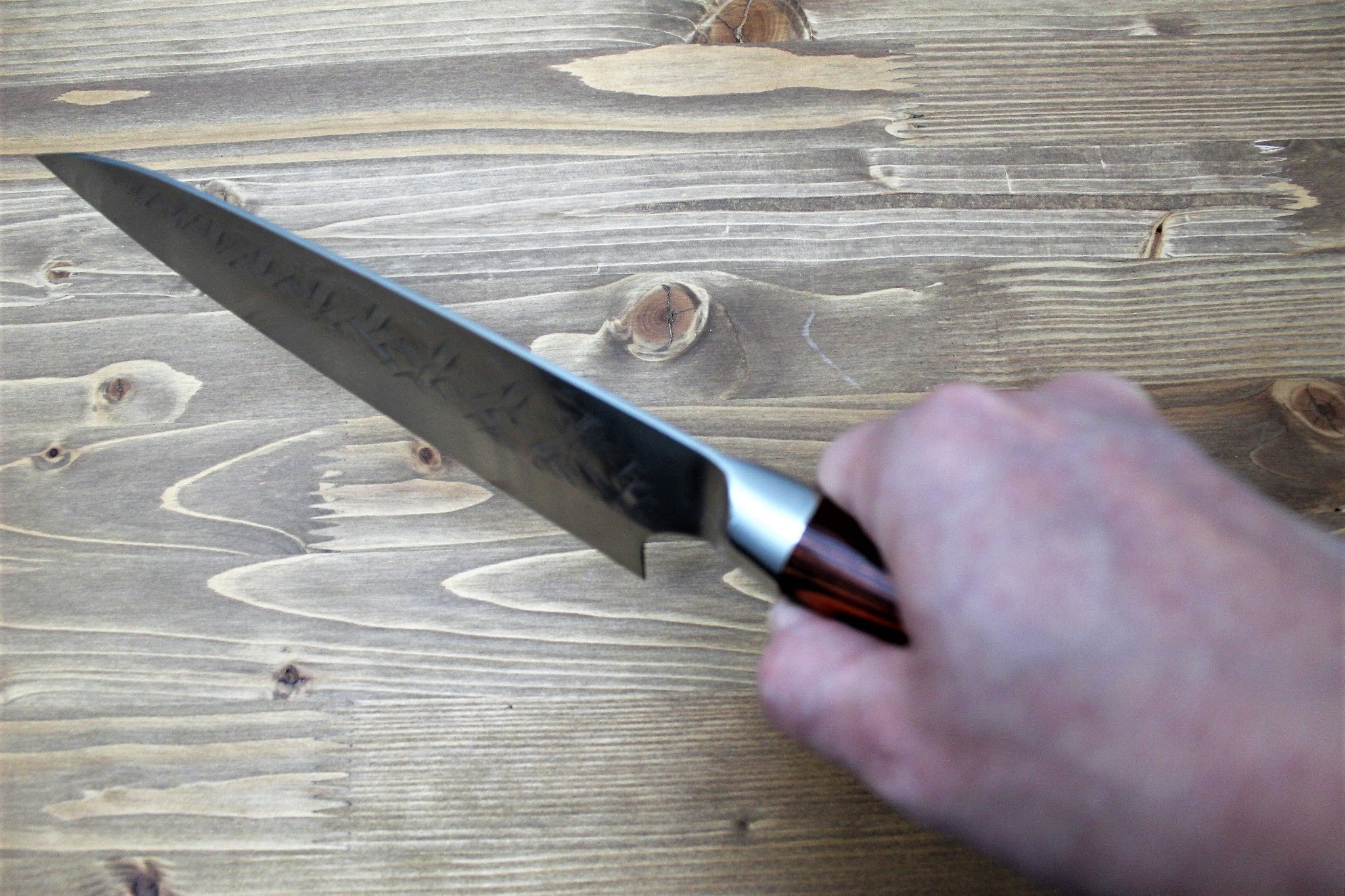 Sawakazuma Ginsho SRS13 Gyuto Chef Knife 210 mm / 8.2" Desert Ironwood Handle - Image 8