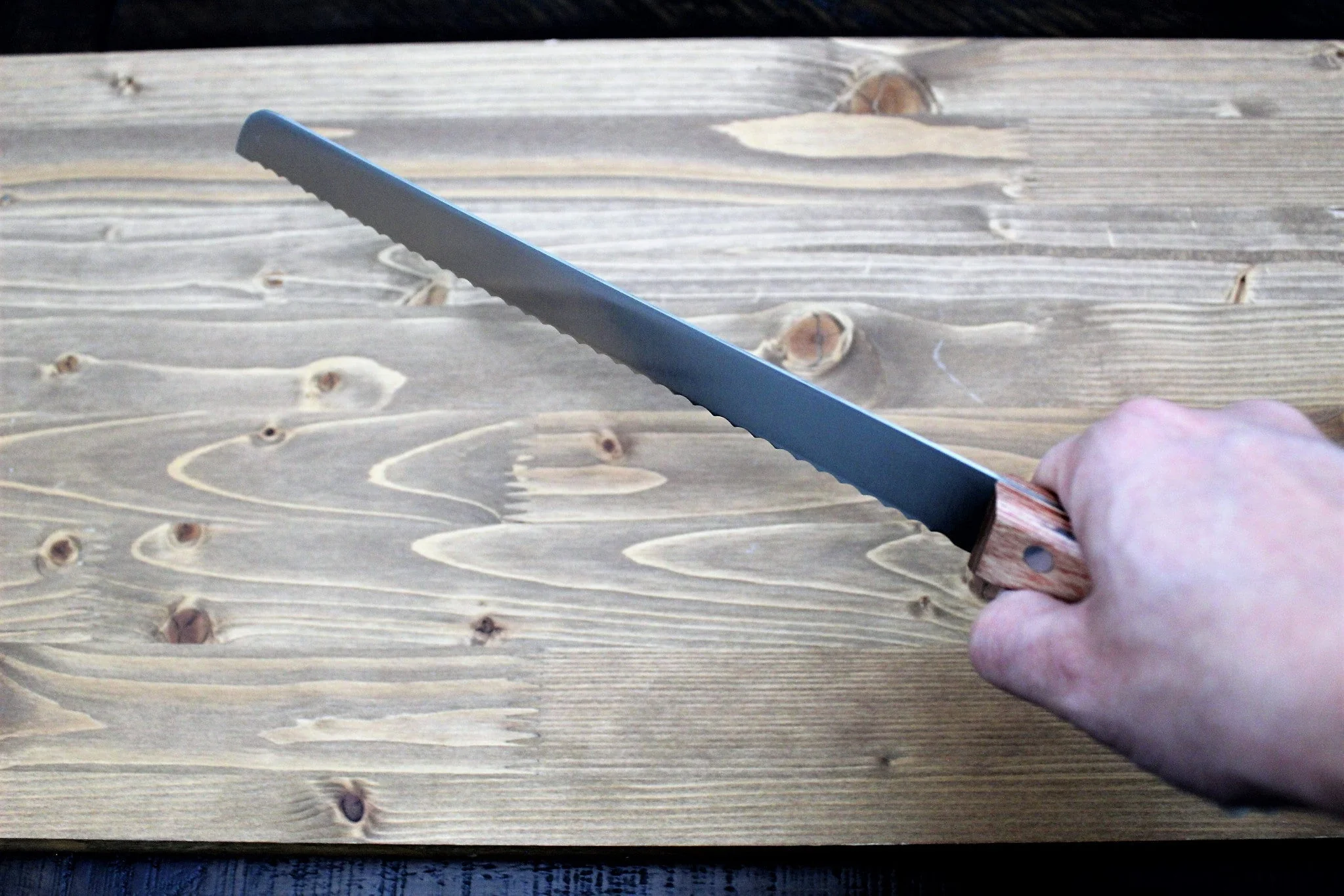 Sawakazuma Japanese Bread Knife 250mm (9.8") Wood Handle - Image 8