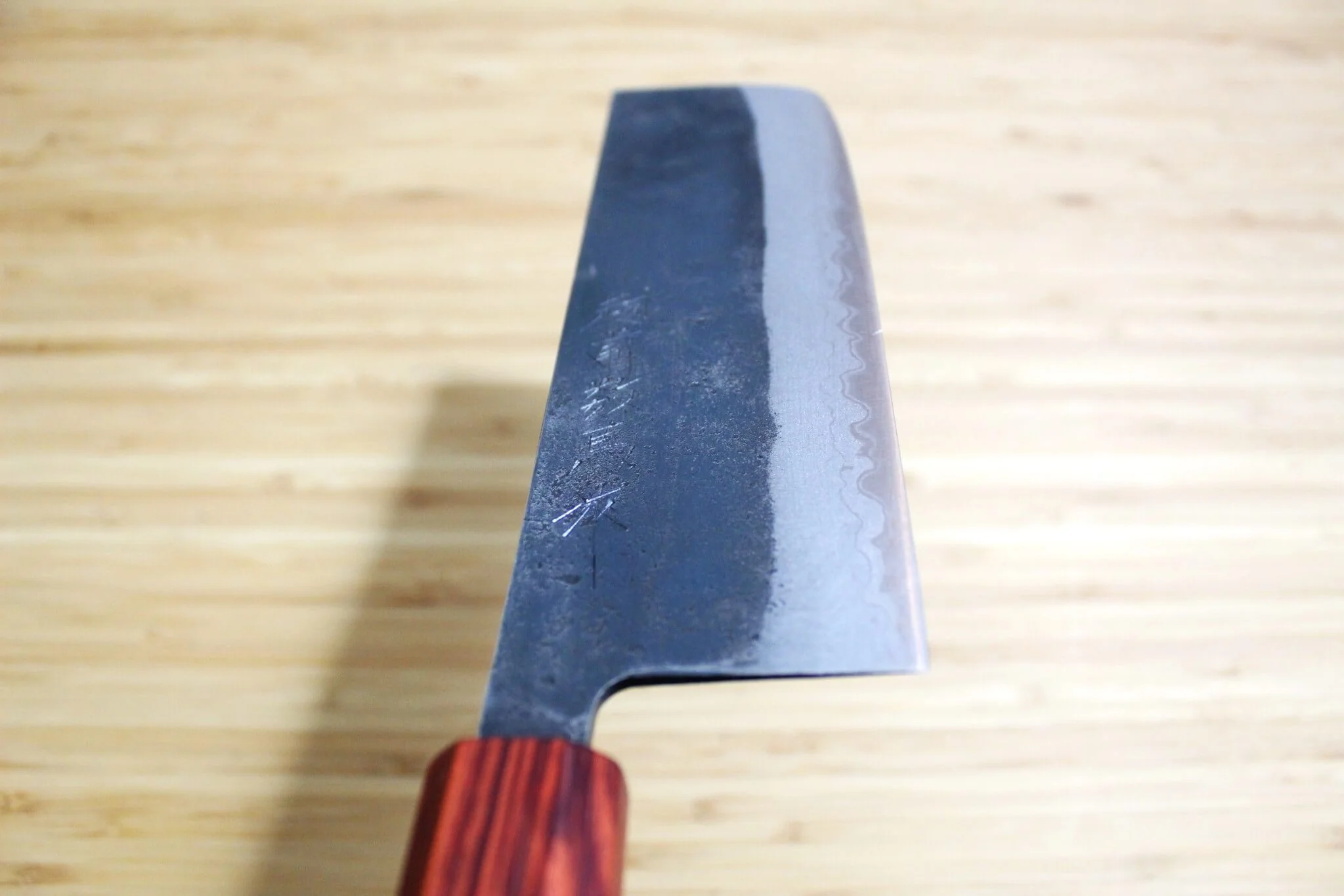 Sawakazuma Narukami Shironiko Nakiri Knife 165 mm / 6.5" Maple and Renghas Handle - Image 9