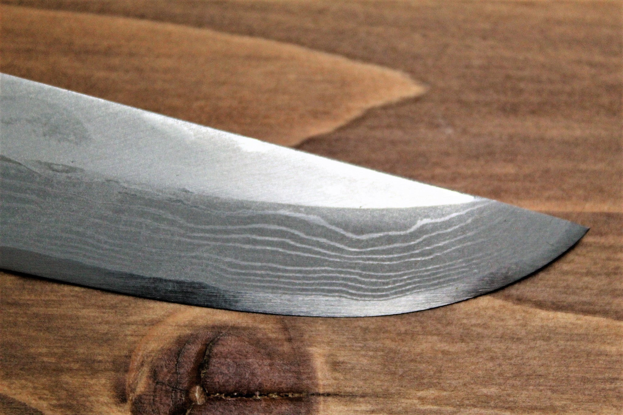 Sawakazuma Sabaki / Boning Knife Shironiko Damascus Rosewood Handle - Image 4