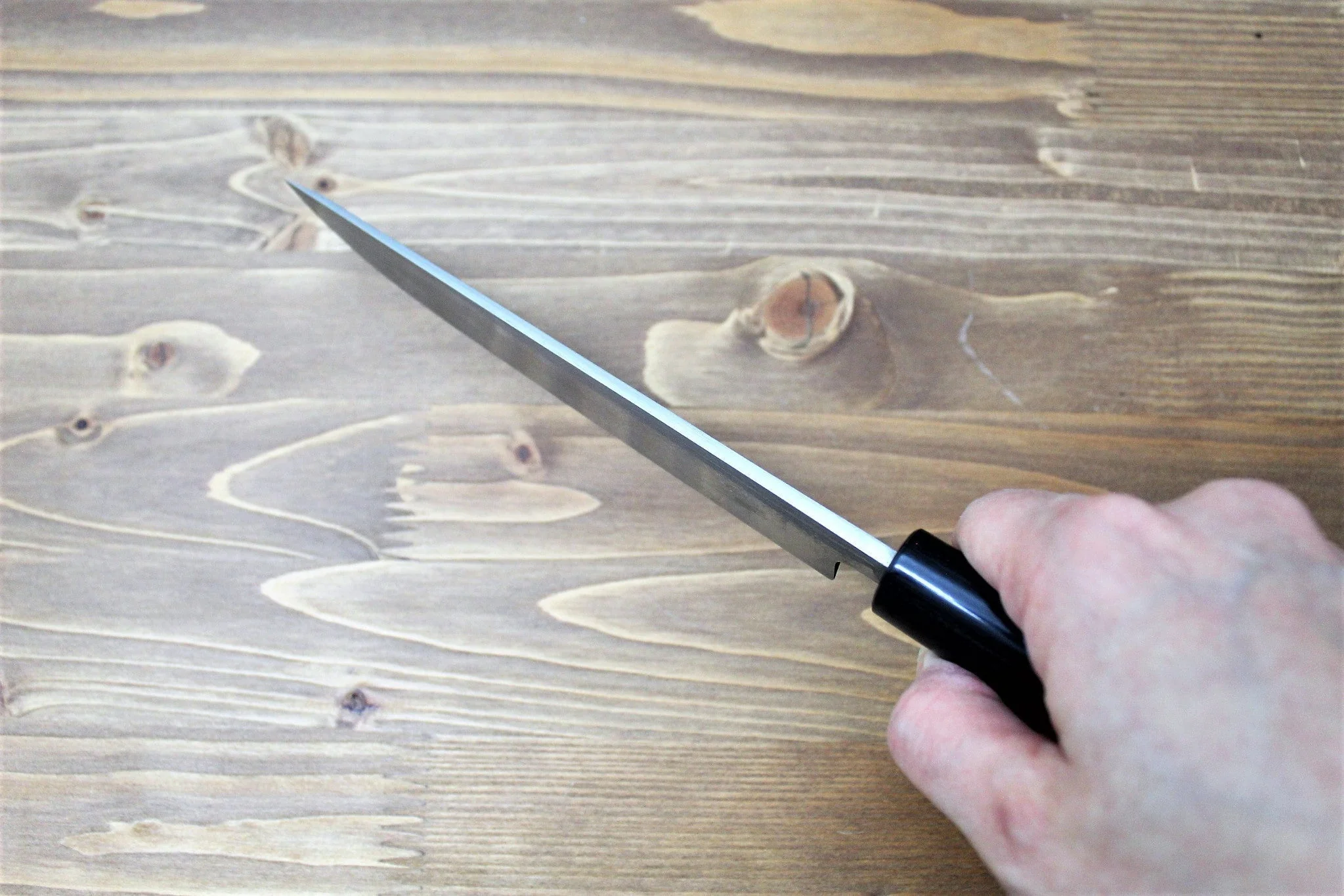 Sawakazuma Sabaki / Boning Knife Shironiko Damascus Rosewood Handle - Image 9