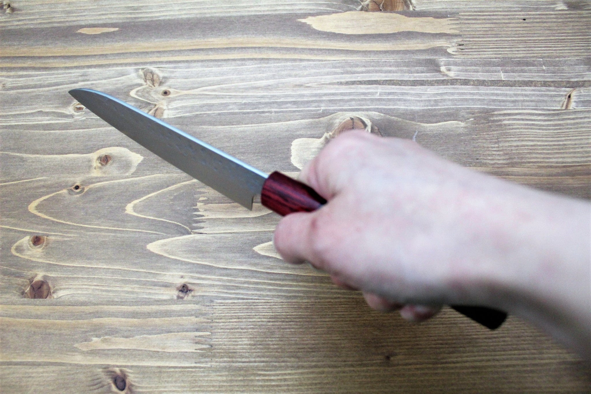 Sawakazuma Setsukei VG-7 Damascus Petty Knife 135 mm / 5.3" Rosewood Handle - Image 9