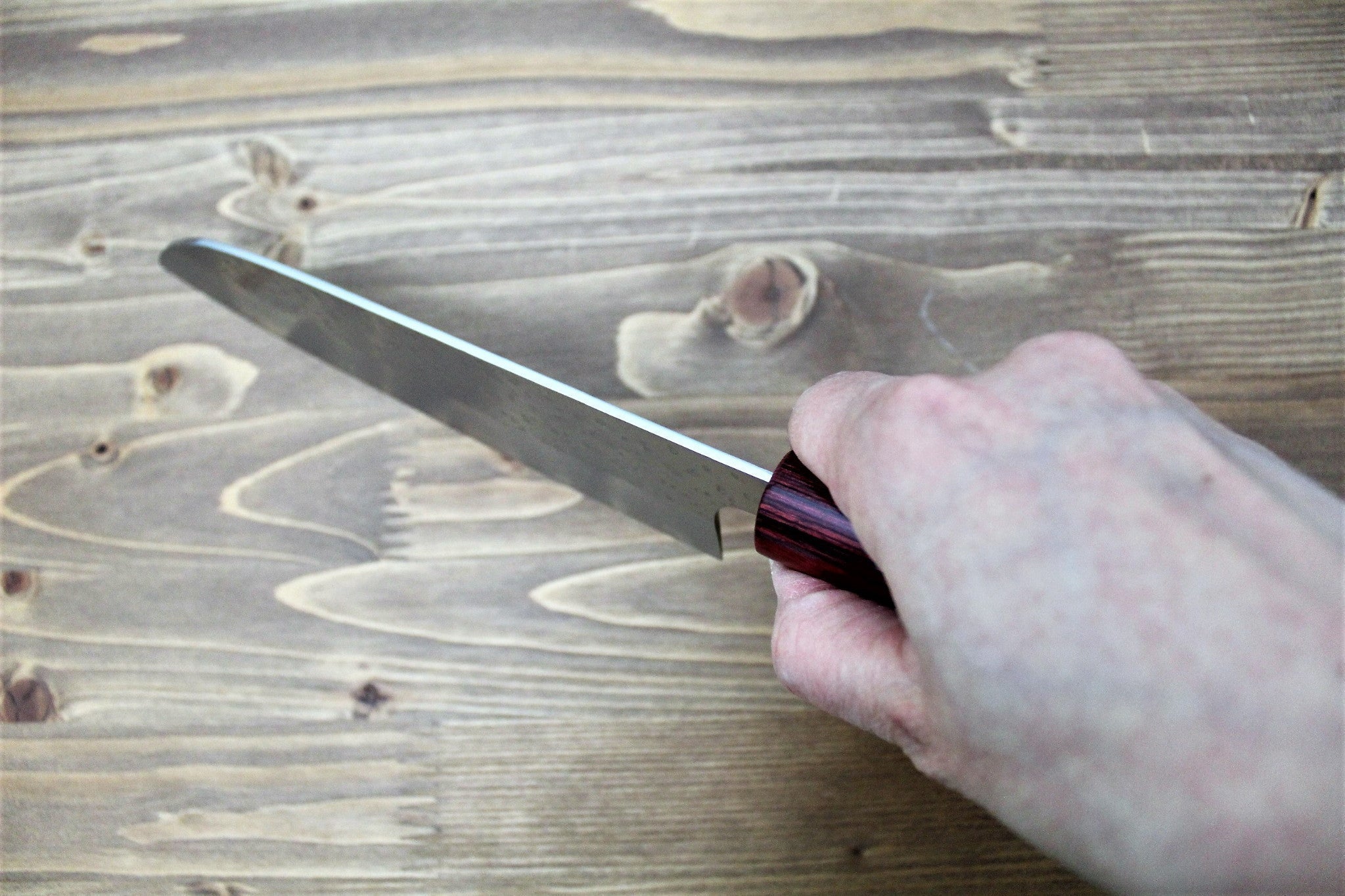 Sawakazuma Setsukei VG-7 Damascus Santoku Knife 165 mm / 6.5" Rosewood Handle - Image 9