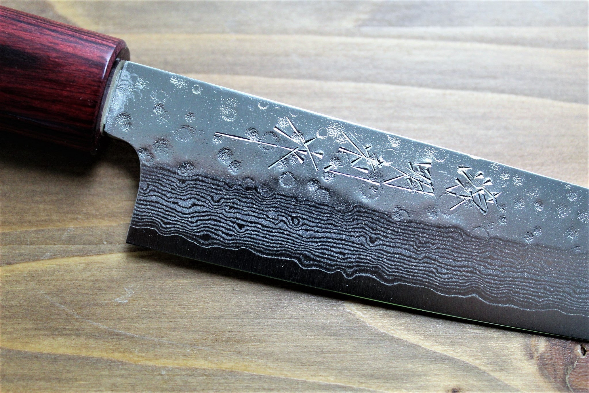 Sawakazuma Setsukei VG-7 Damascus Gyuto Knife 210 mm / 8.2" Rosewood Handle - Image 3