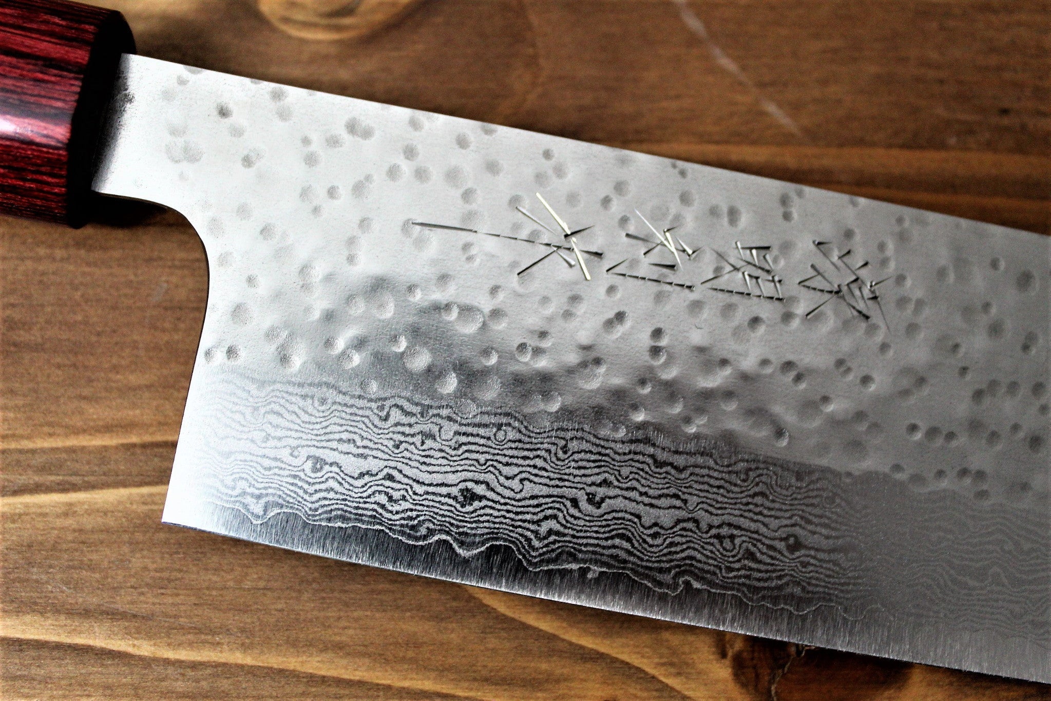 Sawakazuma Setsukei VG-7 Damascus Nakiri Knife 165 mm / 6.5" Rosewood Handle - Image 3