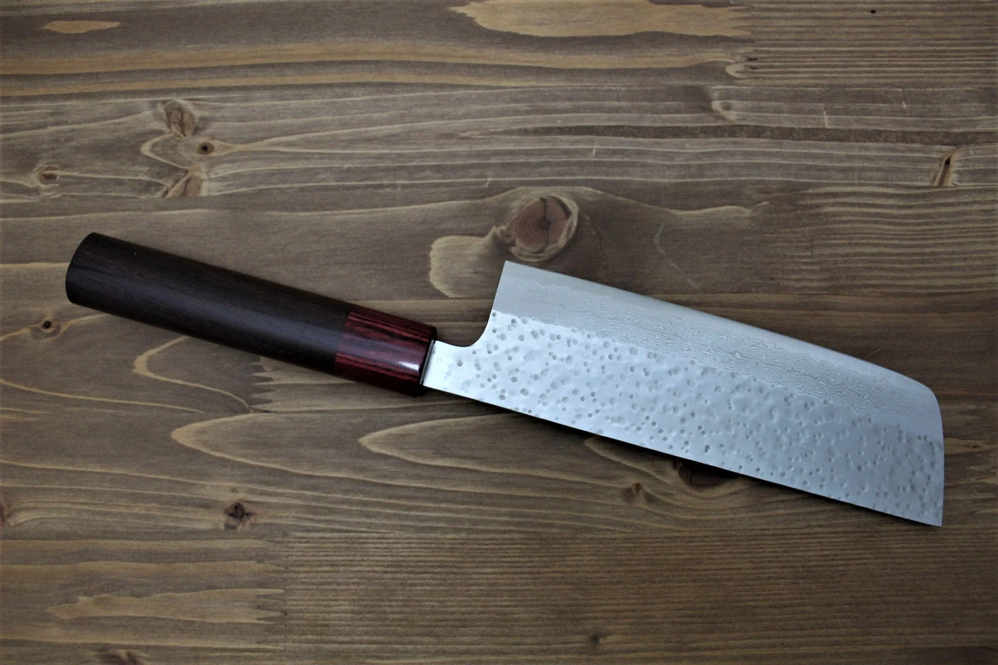 Sawakazuma Setsukei VG-7 Damascus Nakiri Knife 165 mm / 6.5" Rosewood Handle - Image 5