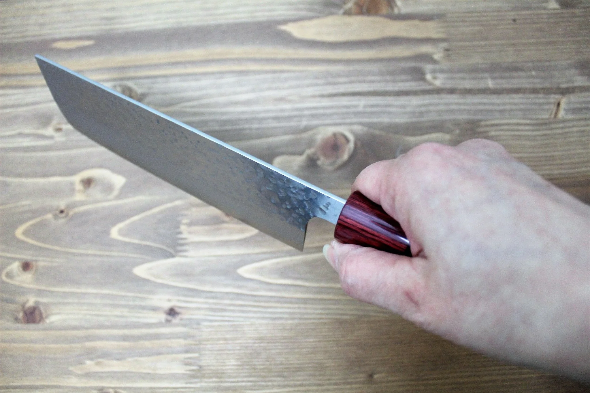 Sawakazuma Setsukei VG-7 Damascus Nakiri Knife 165 mm / 6.5" Rosewood Handle - Image 9