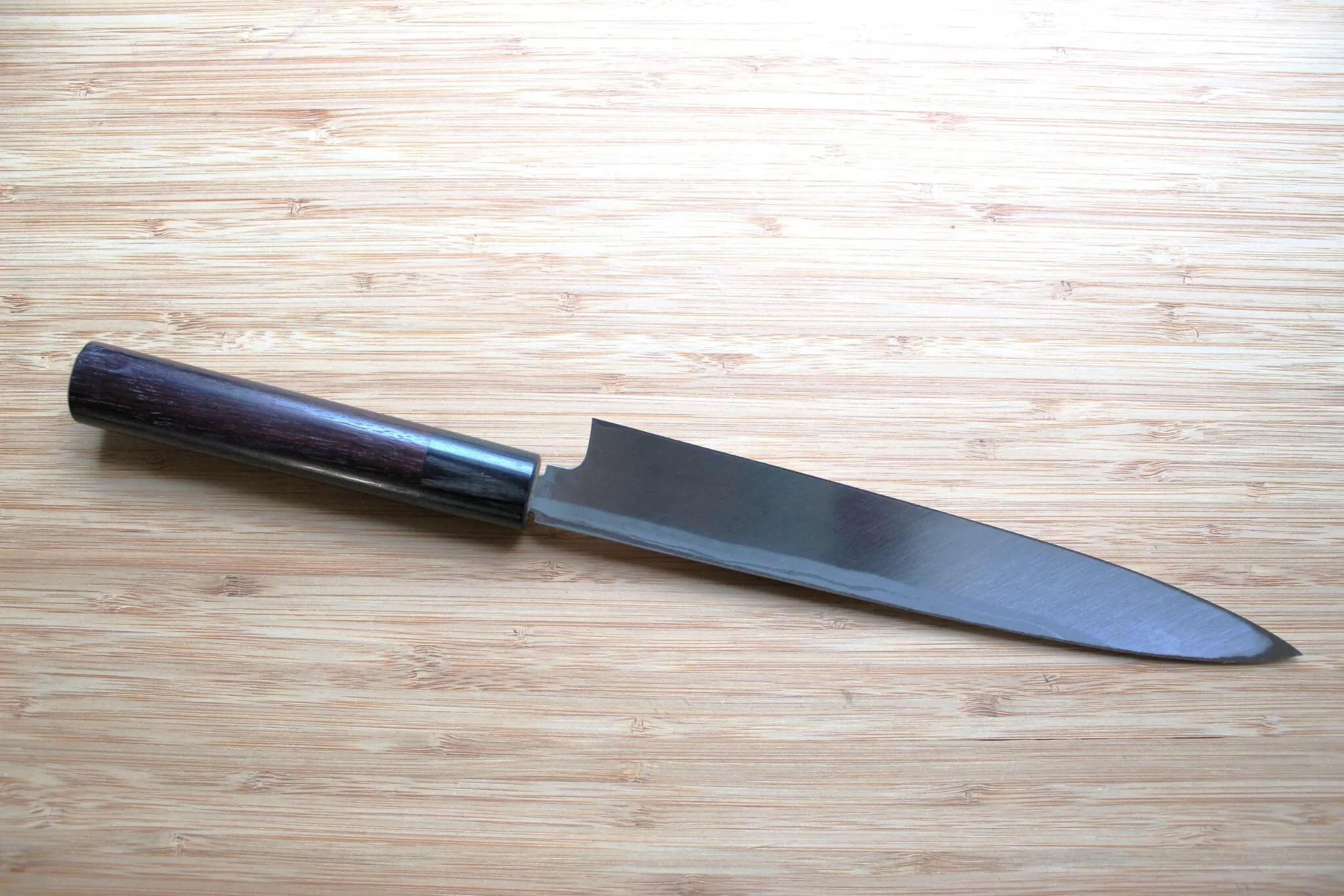 Sawakazuma Yanagiba Slicer Knife 210 mm / 8.2" Shironiko Damascus Rosewood Handle - Image 5