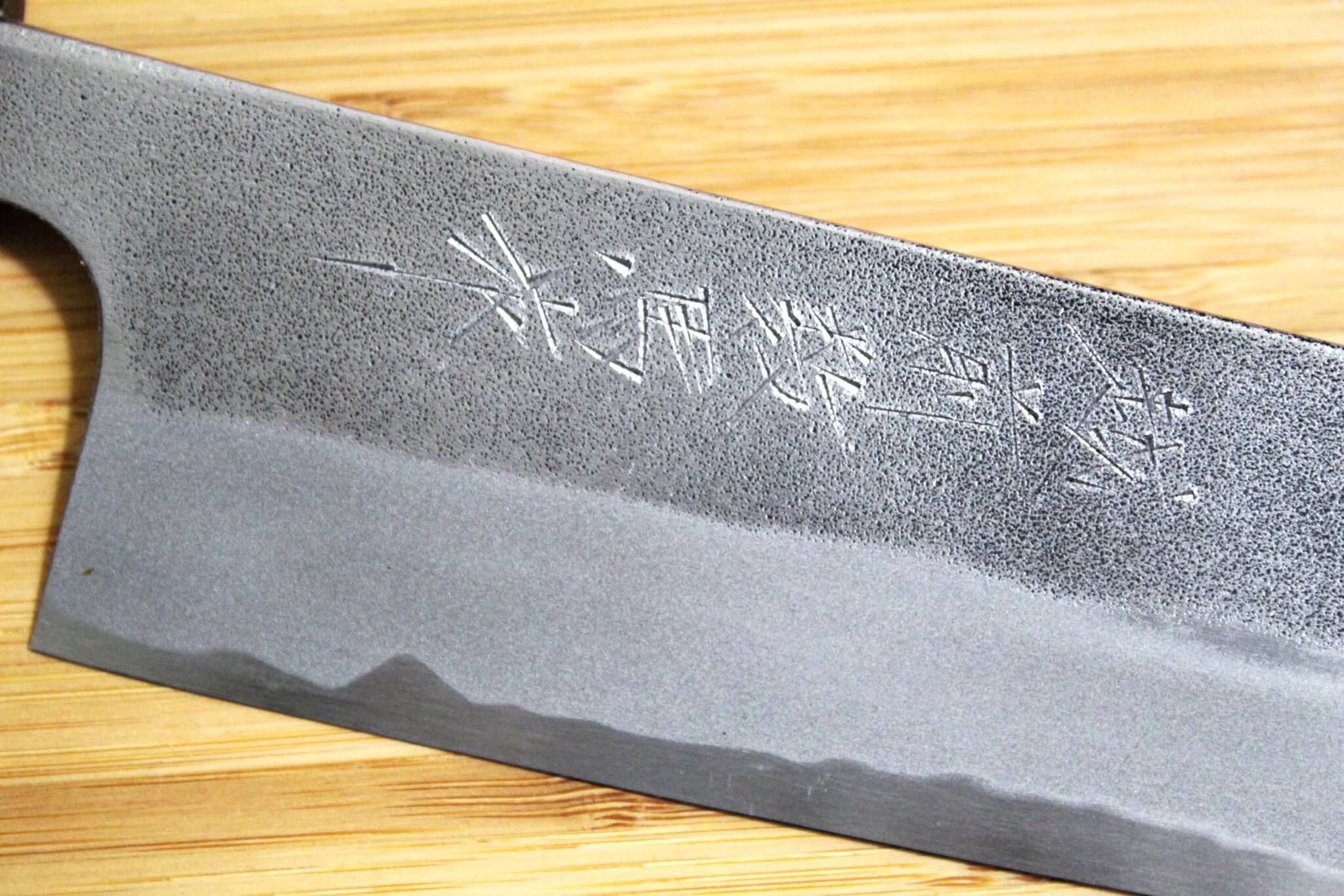 Sawakazuma Yugiri Nashiji Gyuto Knife 210 mm / 8.2" Maple and Renghas Handle Orange - Image 3
