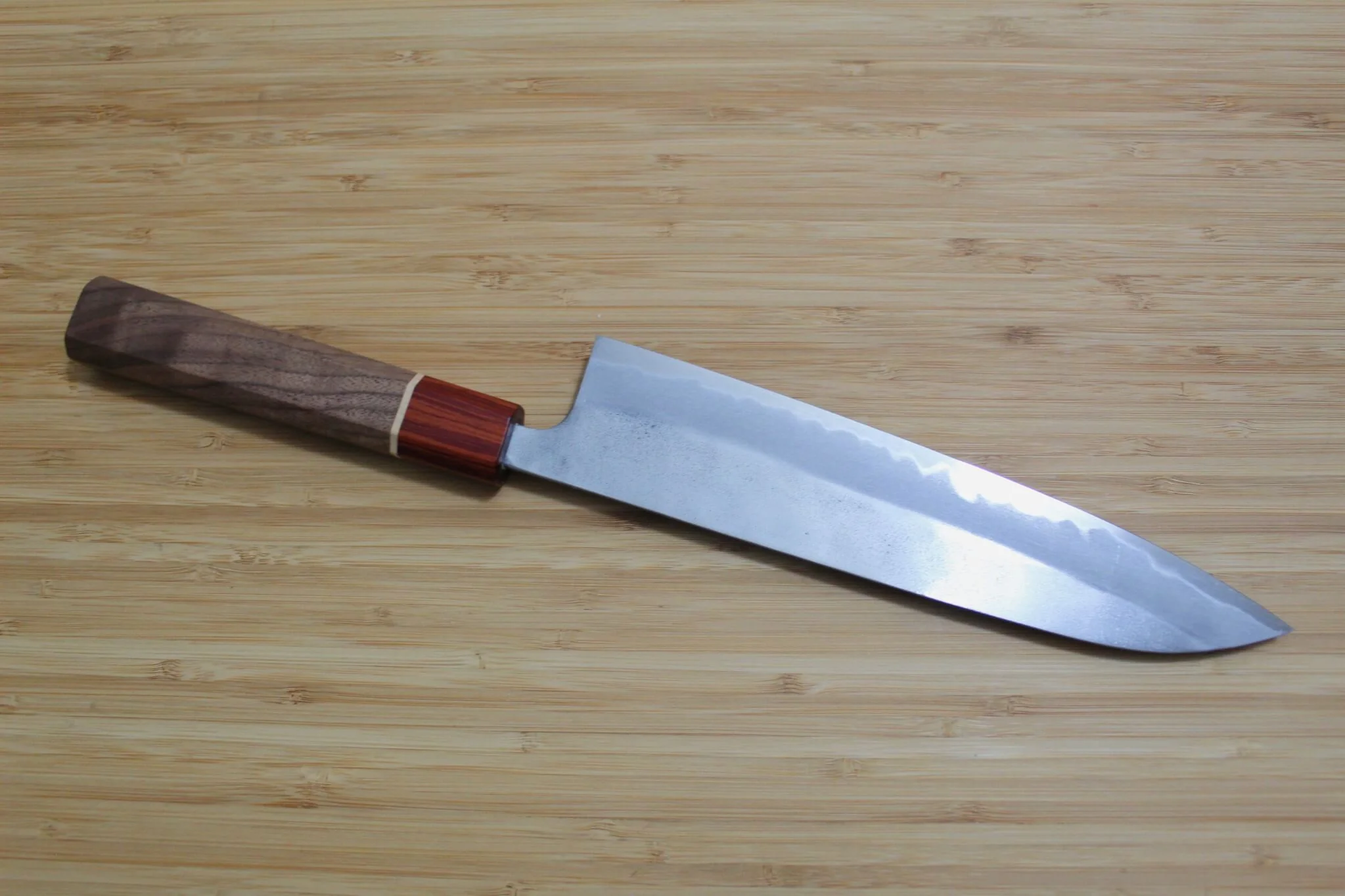 Sawakazuma Yugiri Nashiji Gyuto Knife 210 mm / 8.2" Maple and Renghas Handle Orange - Image 5