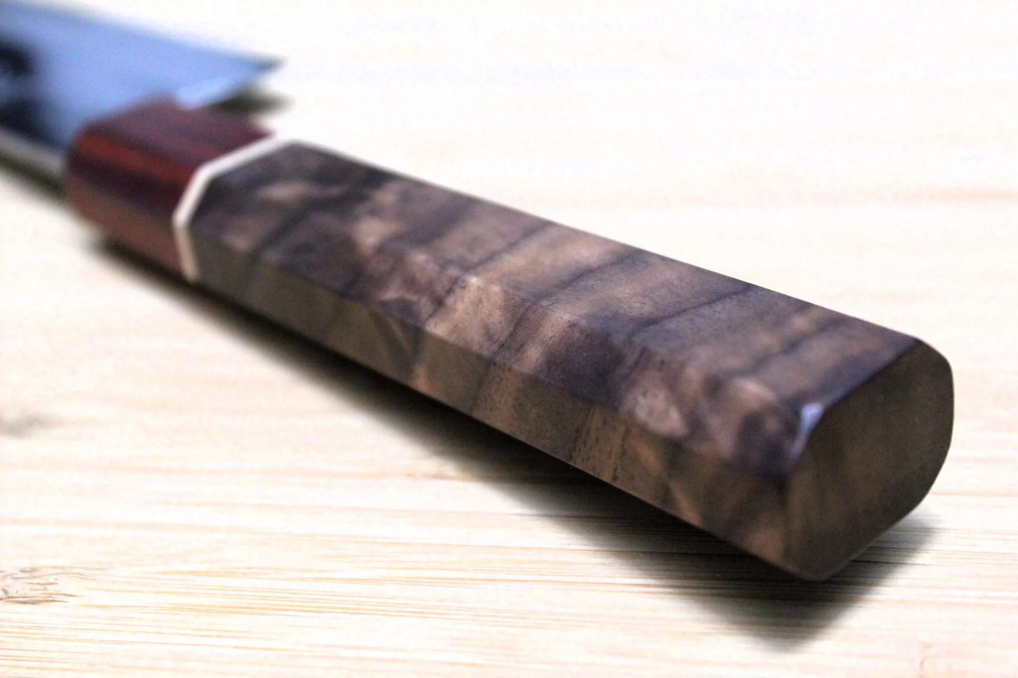 Sawakazuma Yugiri Shironiko Nashiji Nakiri Knife 165 mm / 6.5" Maple and Renghas Handle - Image 10