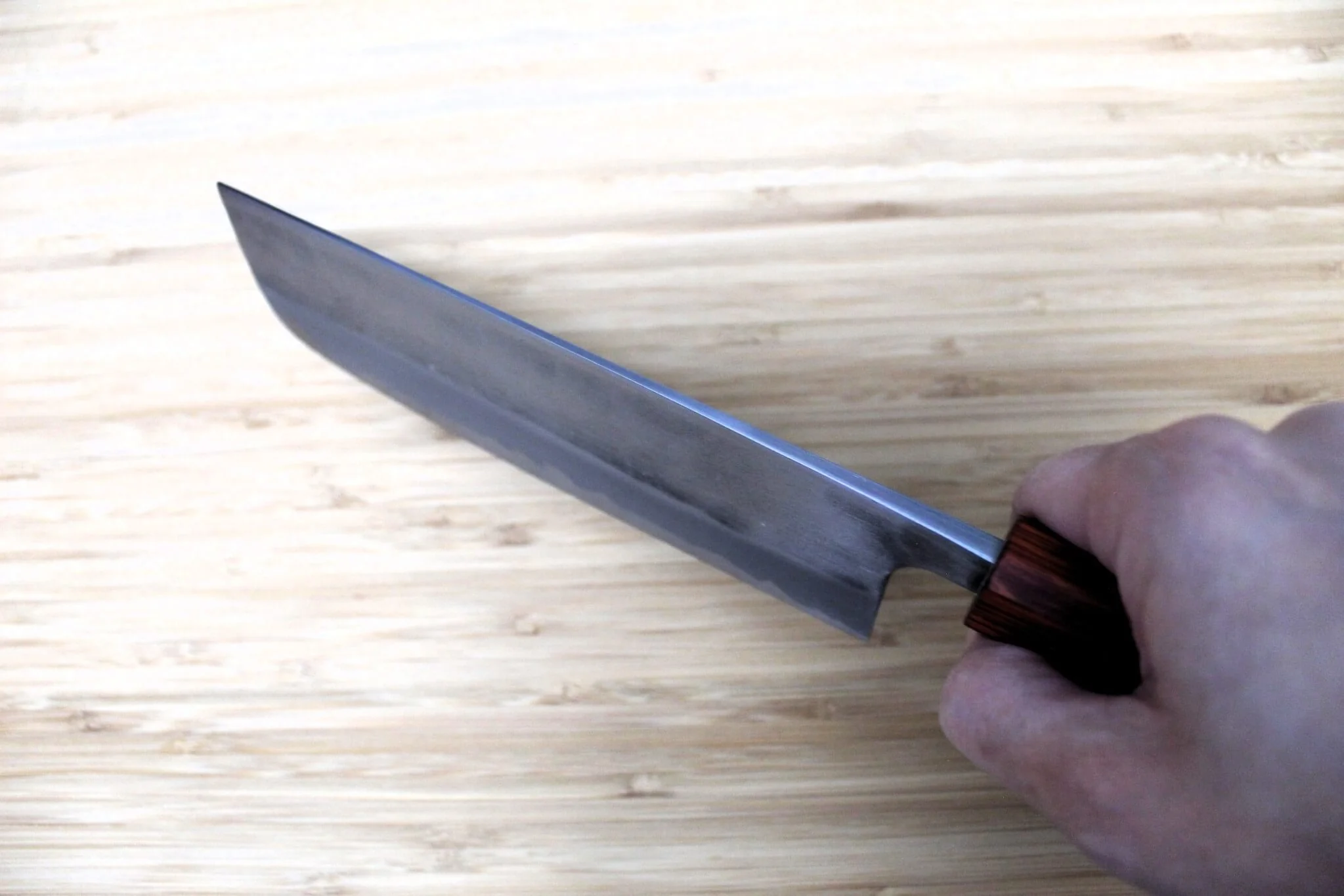 Sawakazuma Yugiri Shironiko Nashiji Nakiri Knife 165 mm / 6.5" Maple and Renghas Handle - Image 11