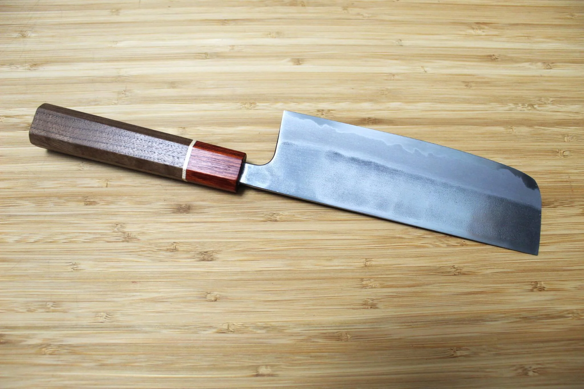 Sawakazuma Yugiri Shironiko Nashiji Nakiri Knife 165 mm / 6.5" Maple and Renghas Handle - Image 7