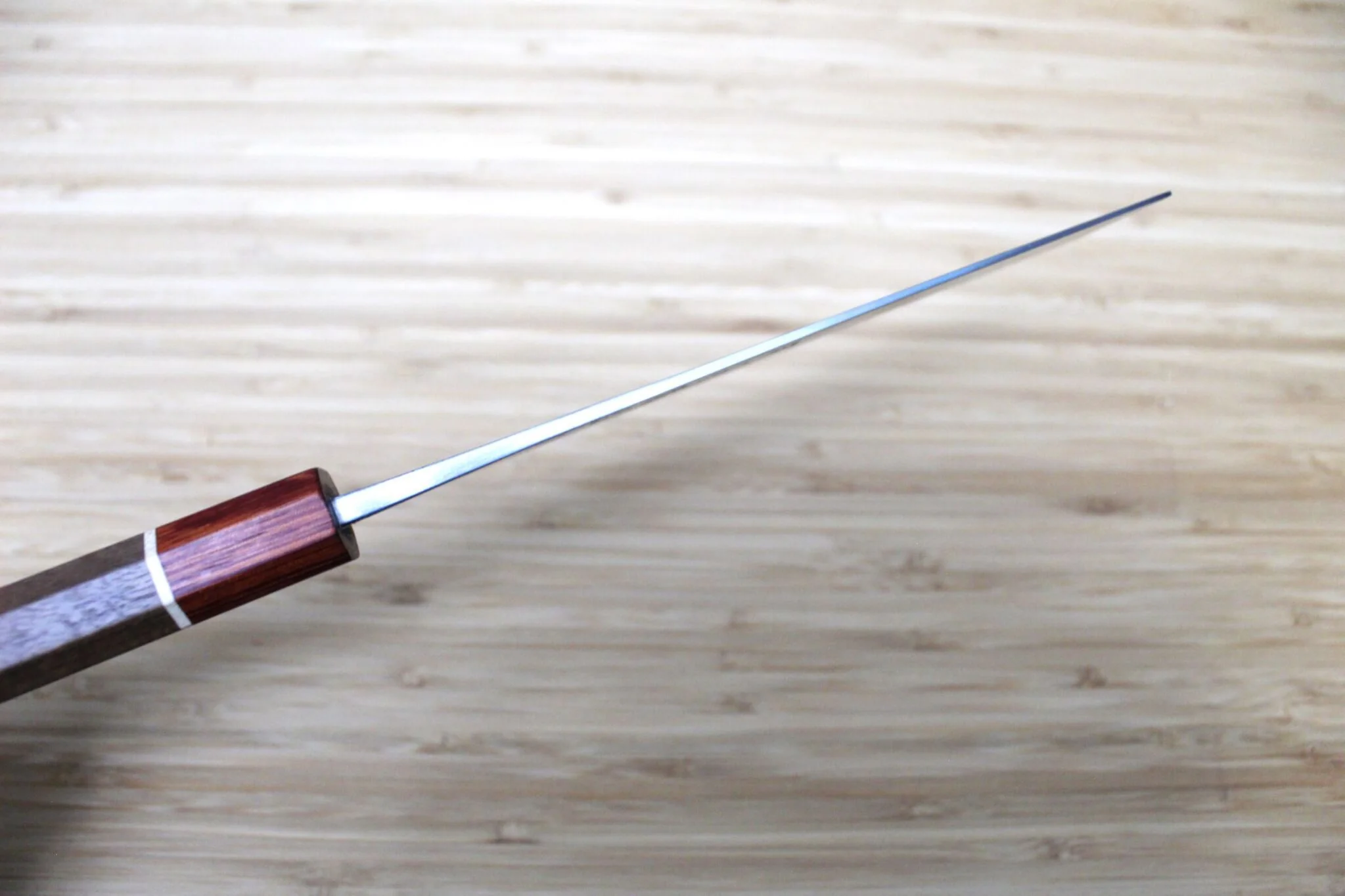 Sawakazuma Yugiri Shironiko Nashiji Nakiri Knife 165 mm / 6.5" Maple and Renghas Handle - Image 9