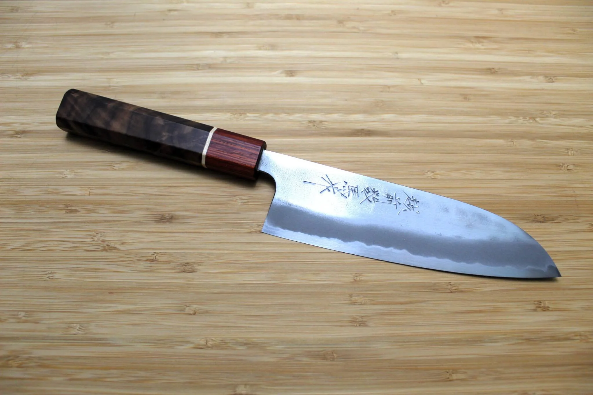 Sawakazuma Yugiri Nashiji Santoku Knife 165 mm / 6.5" Maple and Renghas Handle