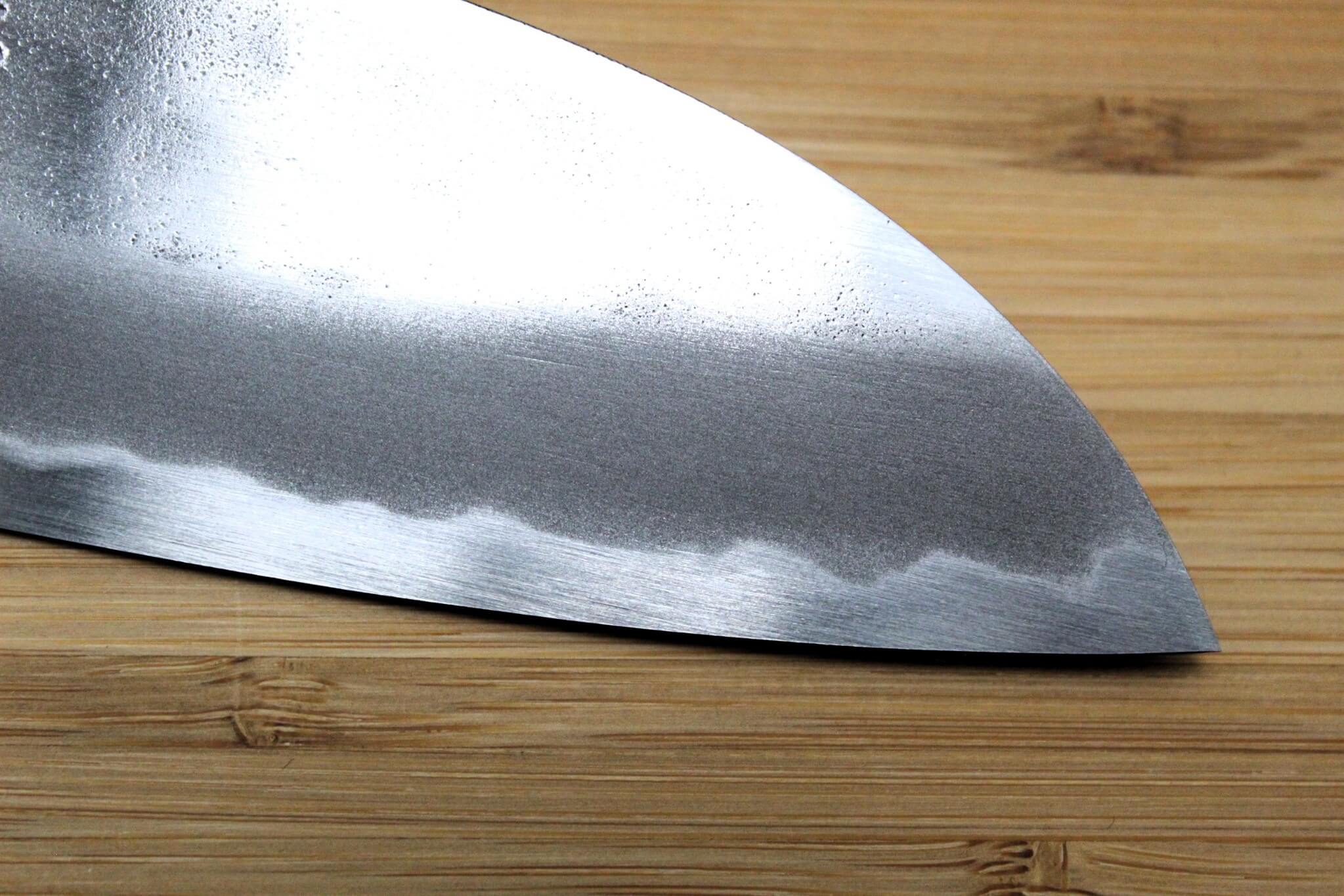 Sawakazuma Yugiri Nashiji Santoku Knife 165 mm / 6.5" Maple and Renghas Handle - Image 4