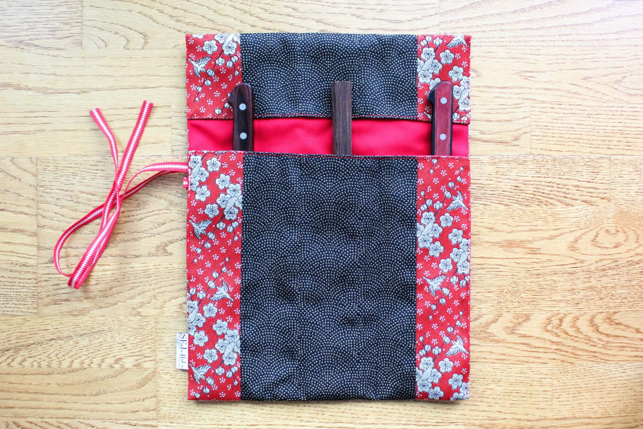 Sayaka Japanese Tatami mat edge Knife Roll Carry Bag for 3 Knives - Image 6