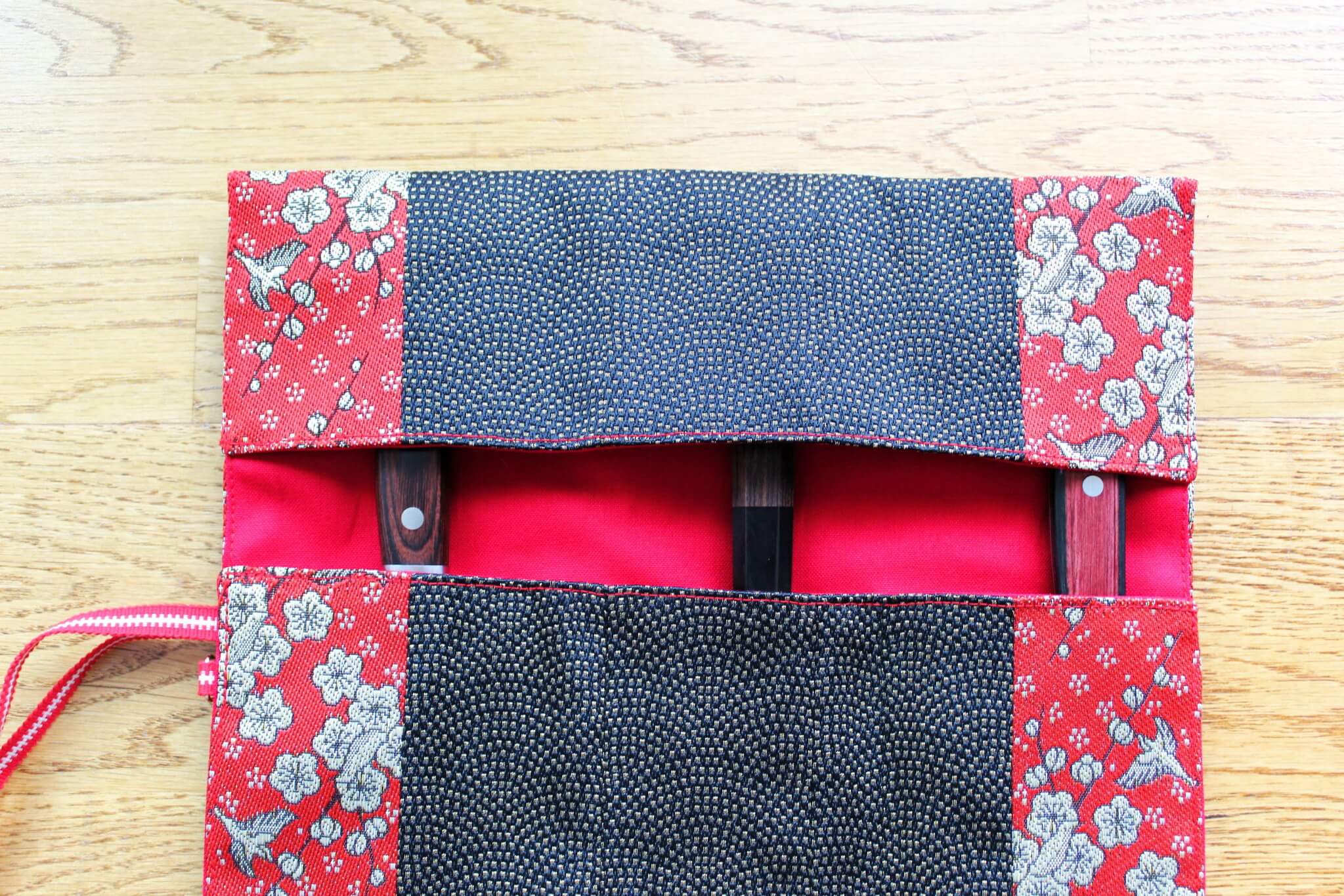 Sayaka Japanese Tatami mat edge Knife Roll Carry Bag for 3 Knives - Image 7