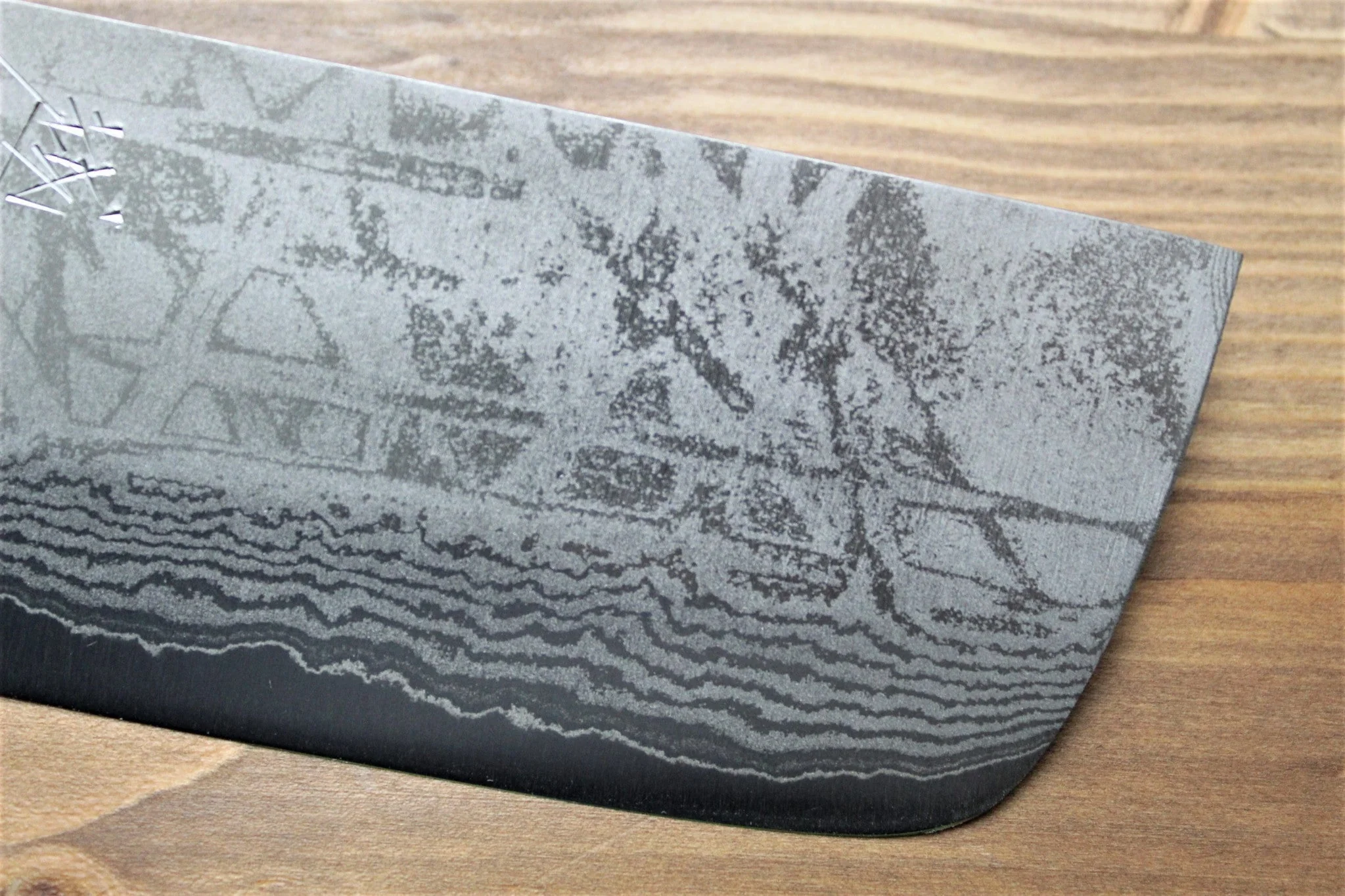 Sawakazuma Setsugetsuka VG-10 Damascus Nakiri Knife 165 mm / 6.5" Rosewood Handle - Image 5