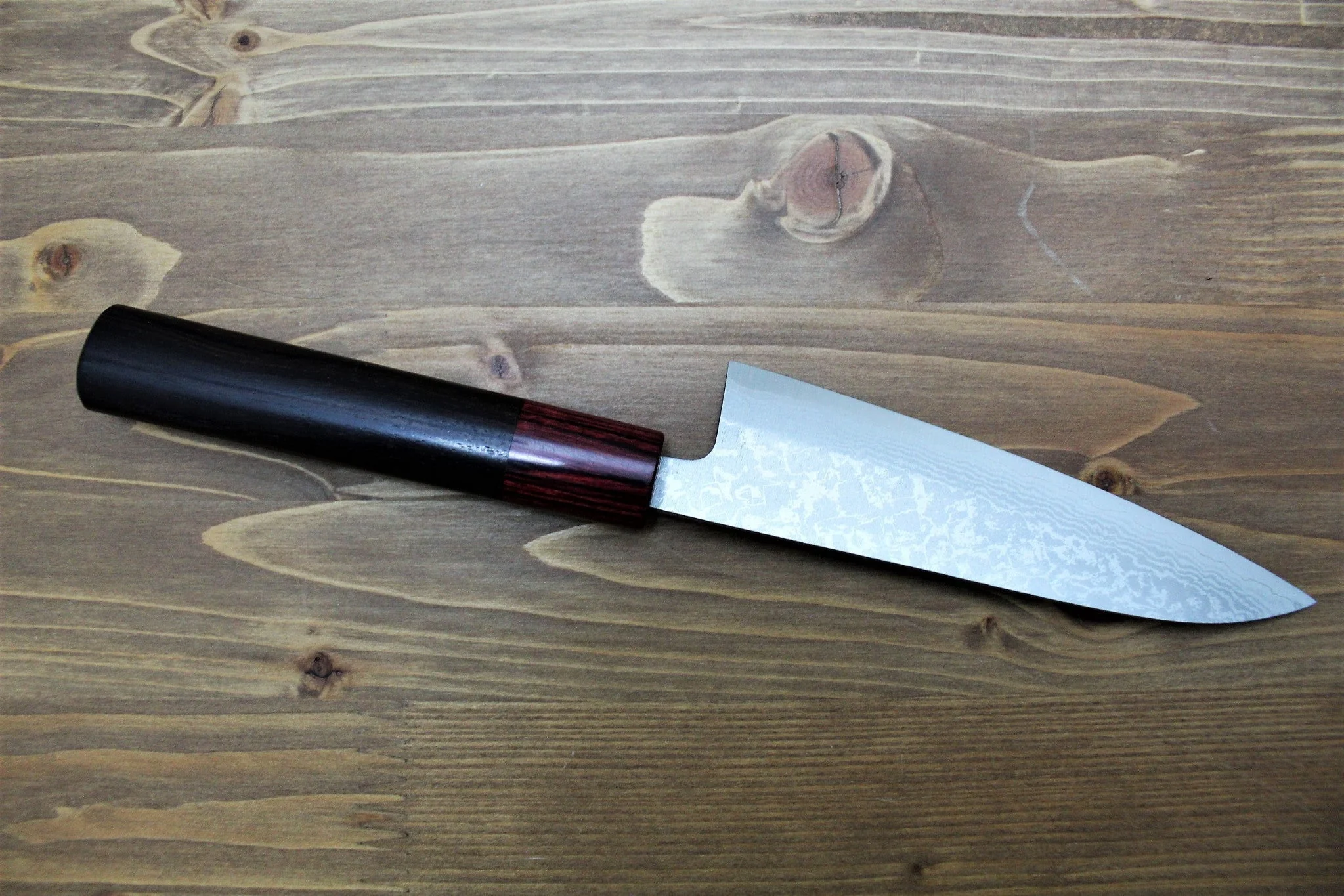 Sawakazuma Setsugetsuka VG-10 Damascus Petty Knife 135 mm / 5.3" Rosewood Handle - Image 6