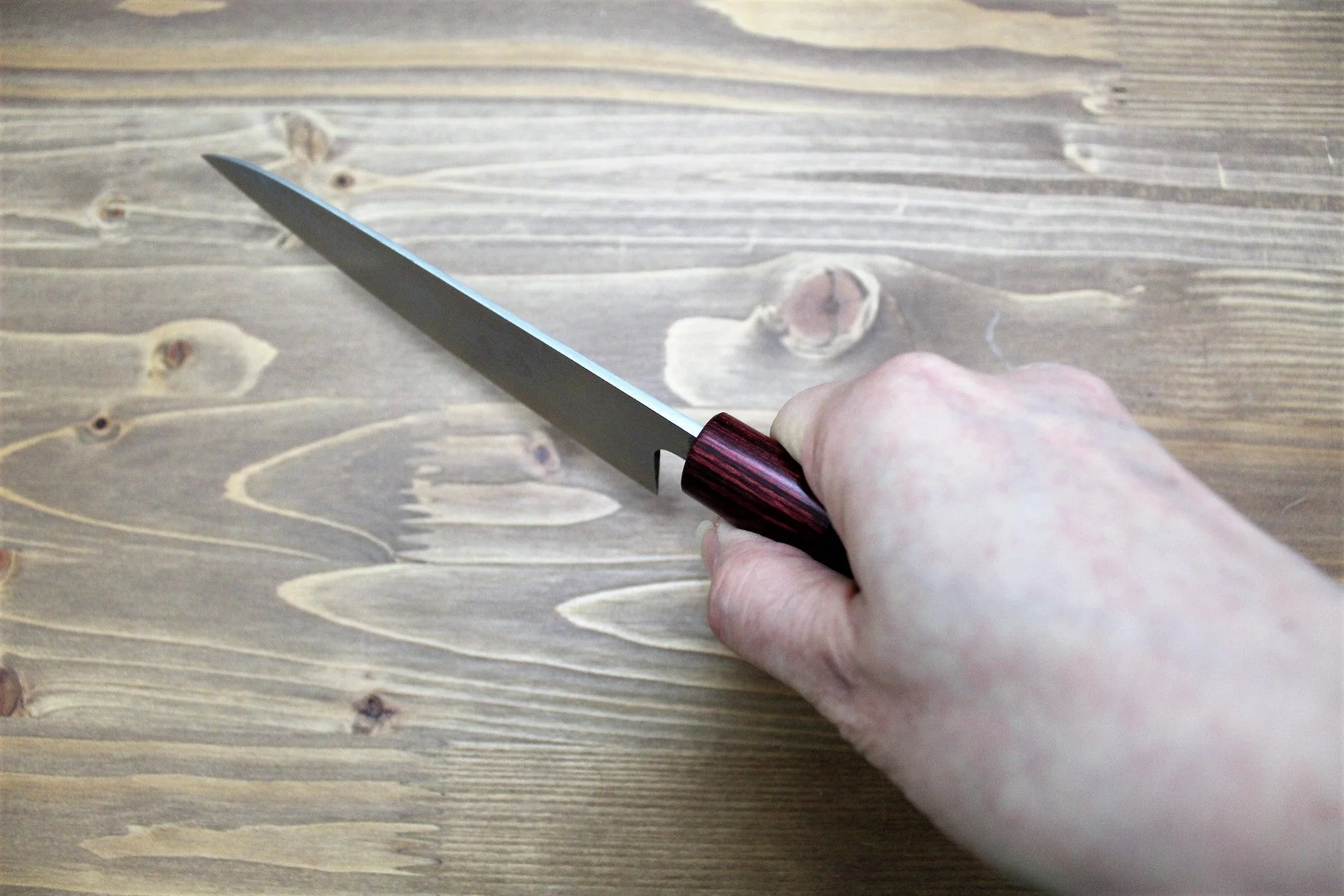 Sawakazuma Setsugetsuka VG-10 Damascus Petty Knife 135 mm / 5.3" Rosewood Handle - Image 8