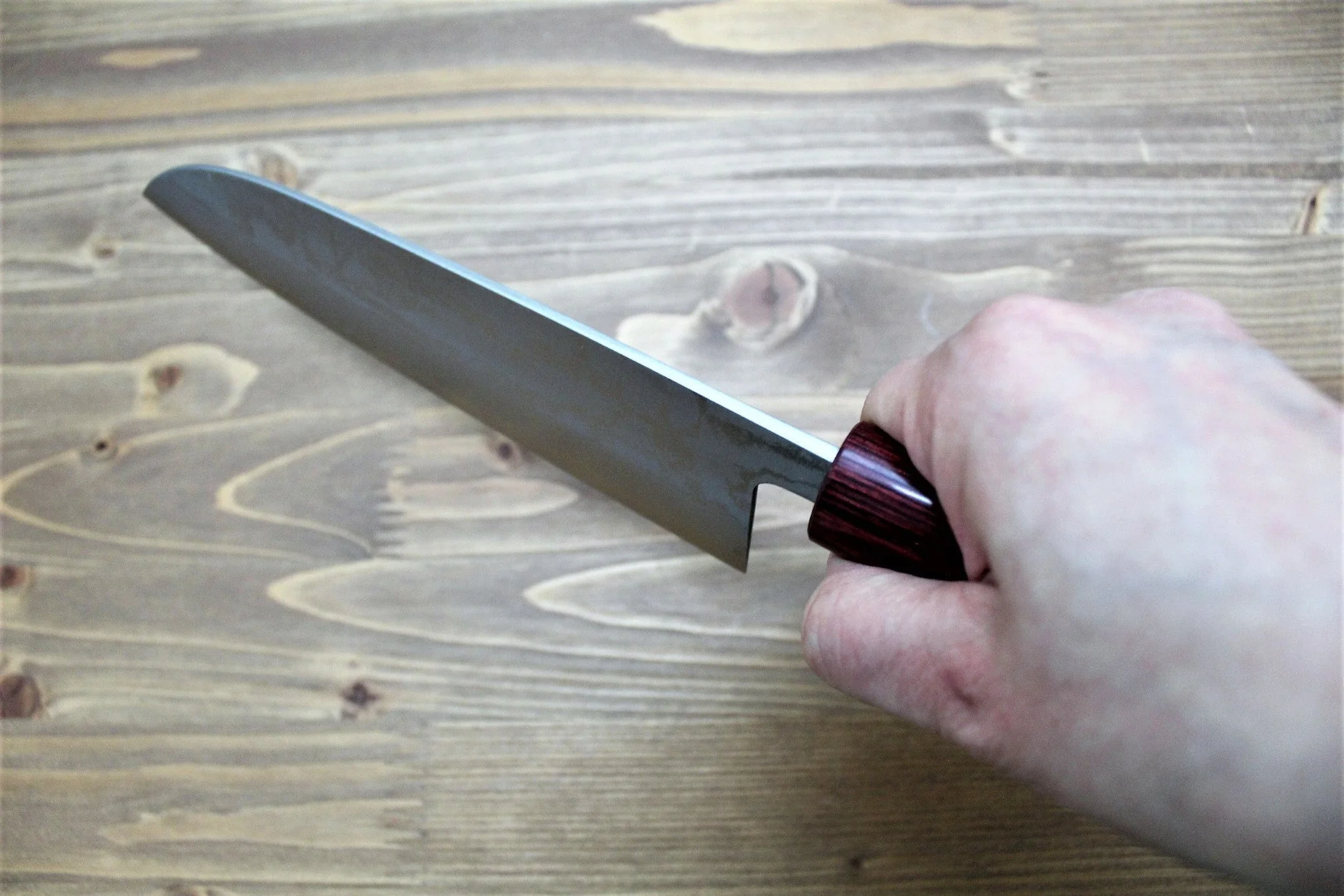 Sawakazuma Setsugetsuka VG-10 Damascus Santoku 165 mm / 6.5" Rosewood Handle - Image 8