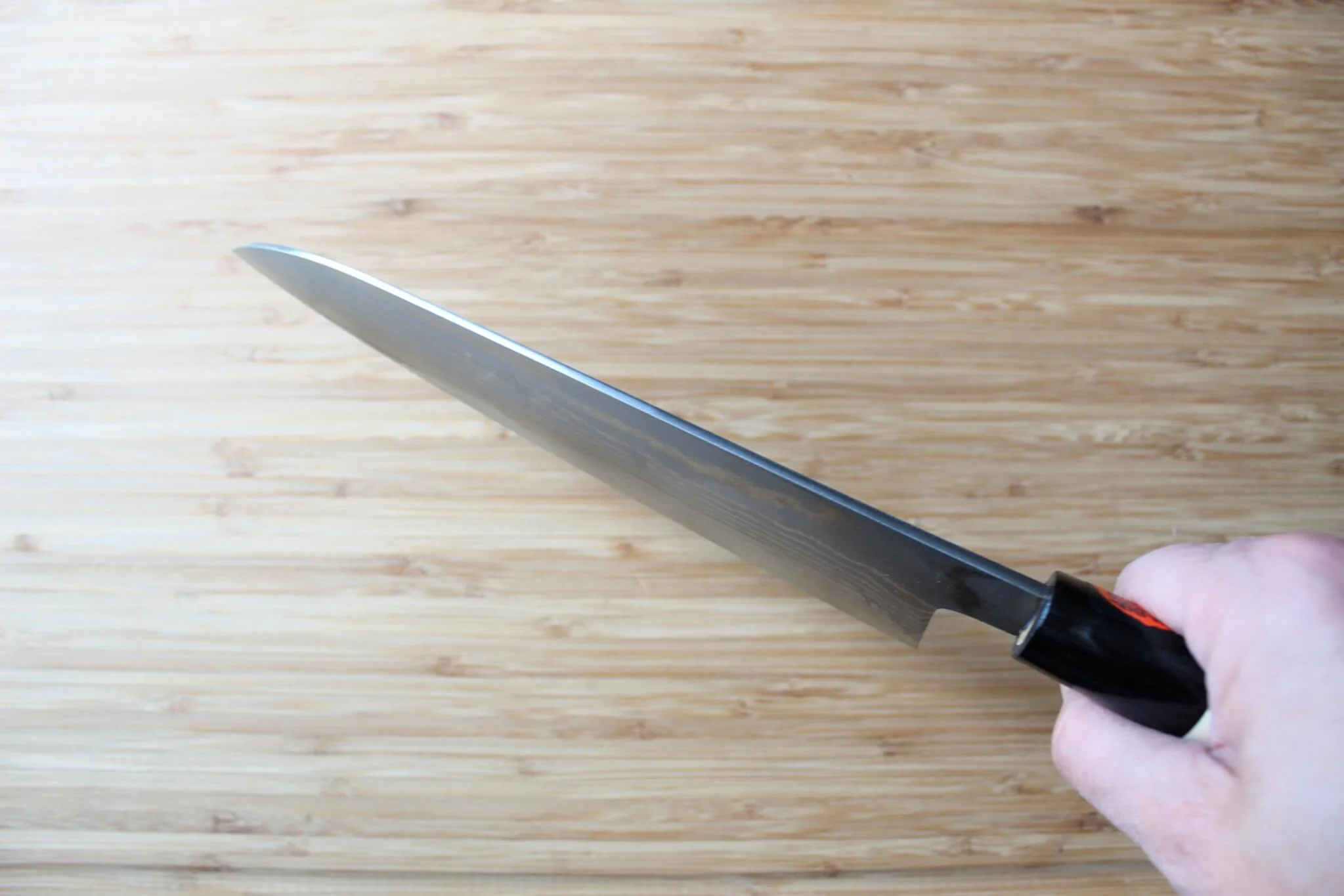 Shigeki Tanaka Damascus VG10 Gyuto with Magnolia Handle Buffalo Ferrule 180 mm / 7.1" - Image 10